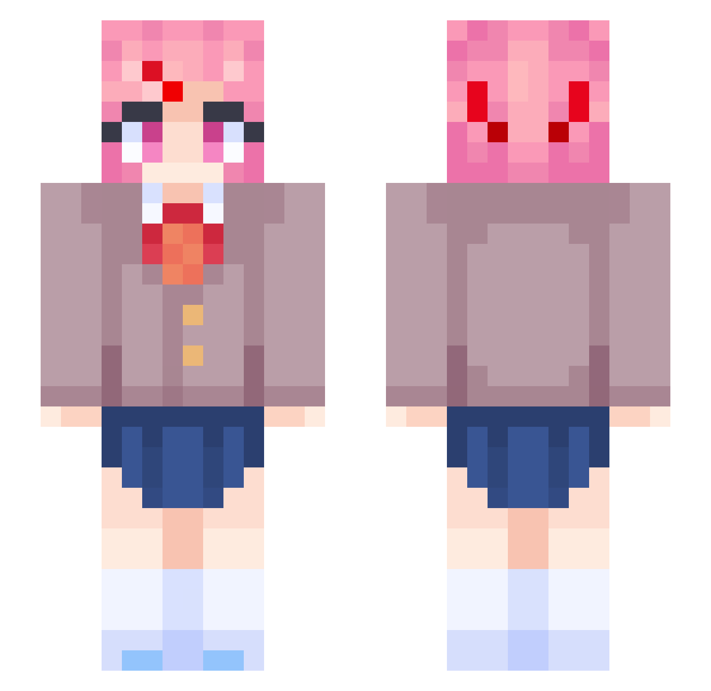 cutekawaiiegirl1 Minecraft skin, front and back view
