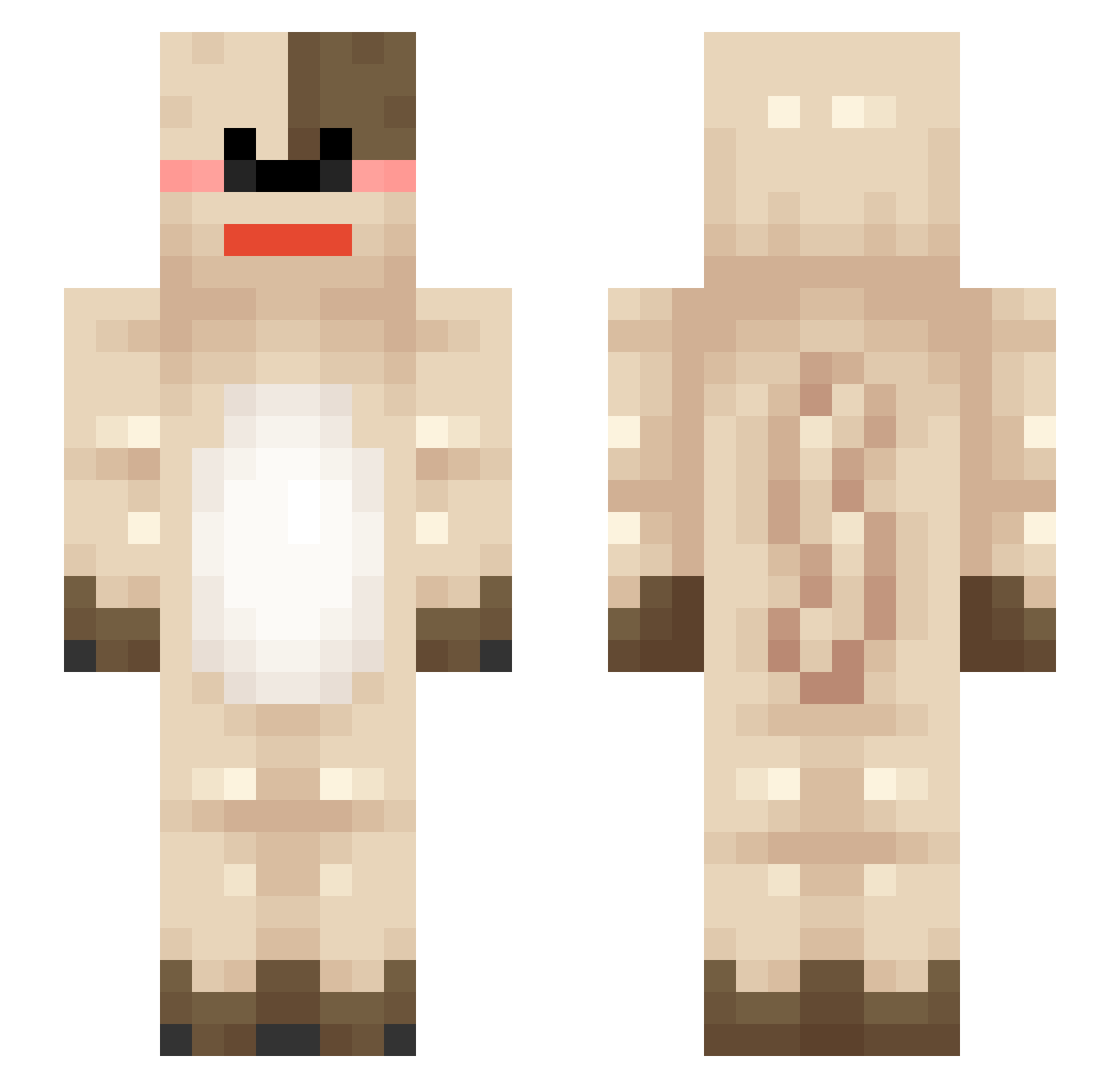 rubebe Minecraft skin, front and back view