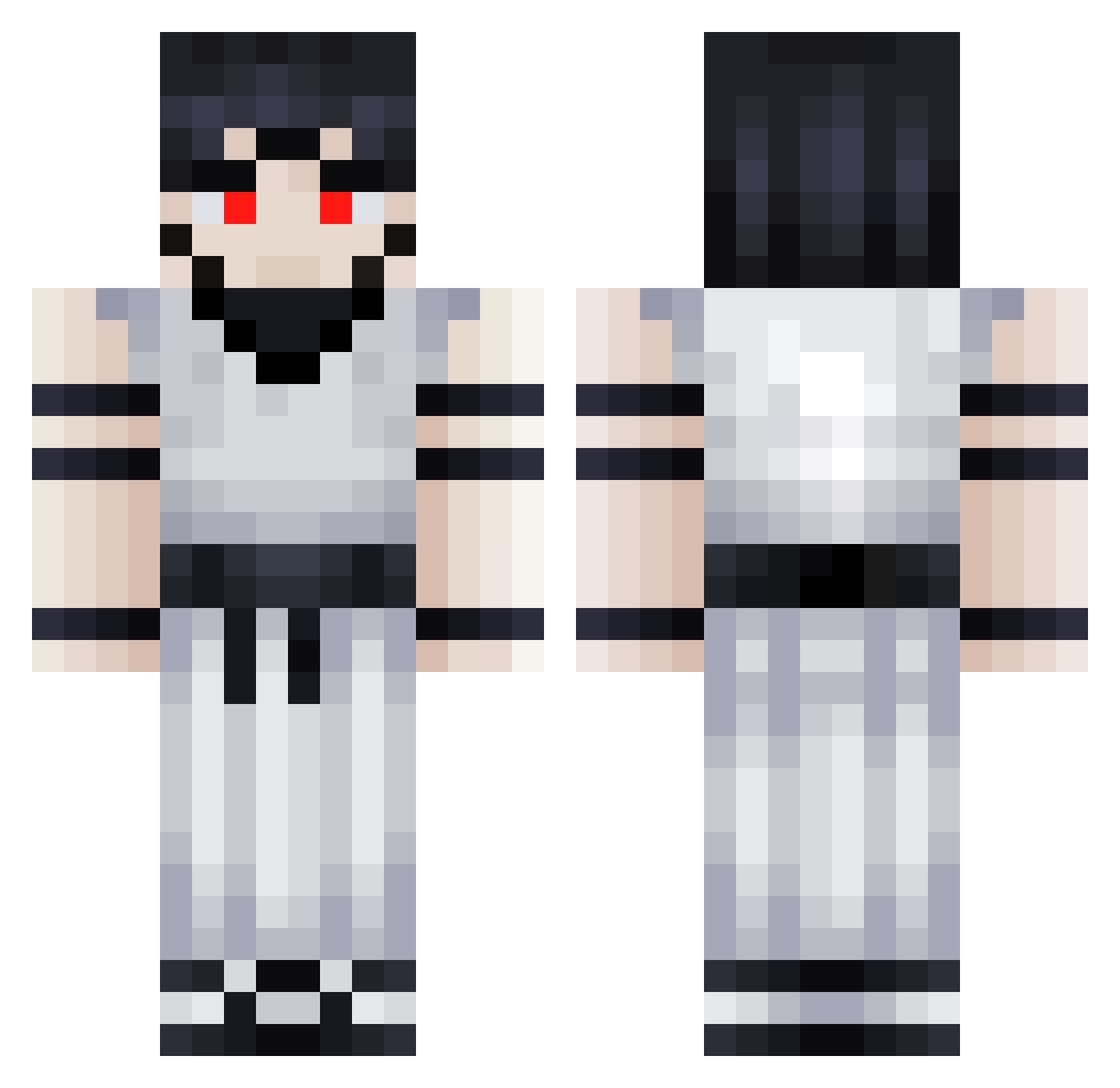 Emuhaternr1 Minecraft skin, front and back view