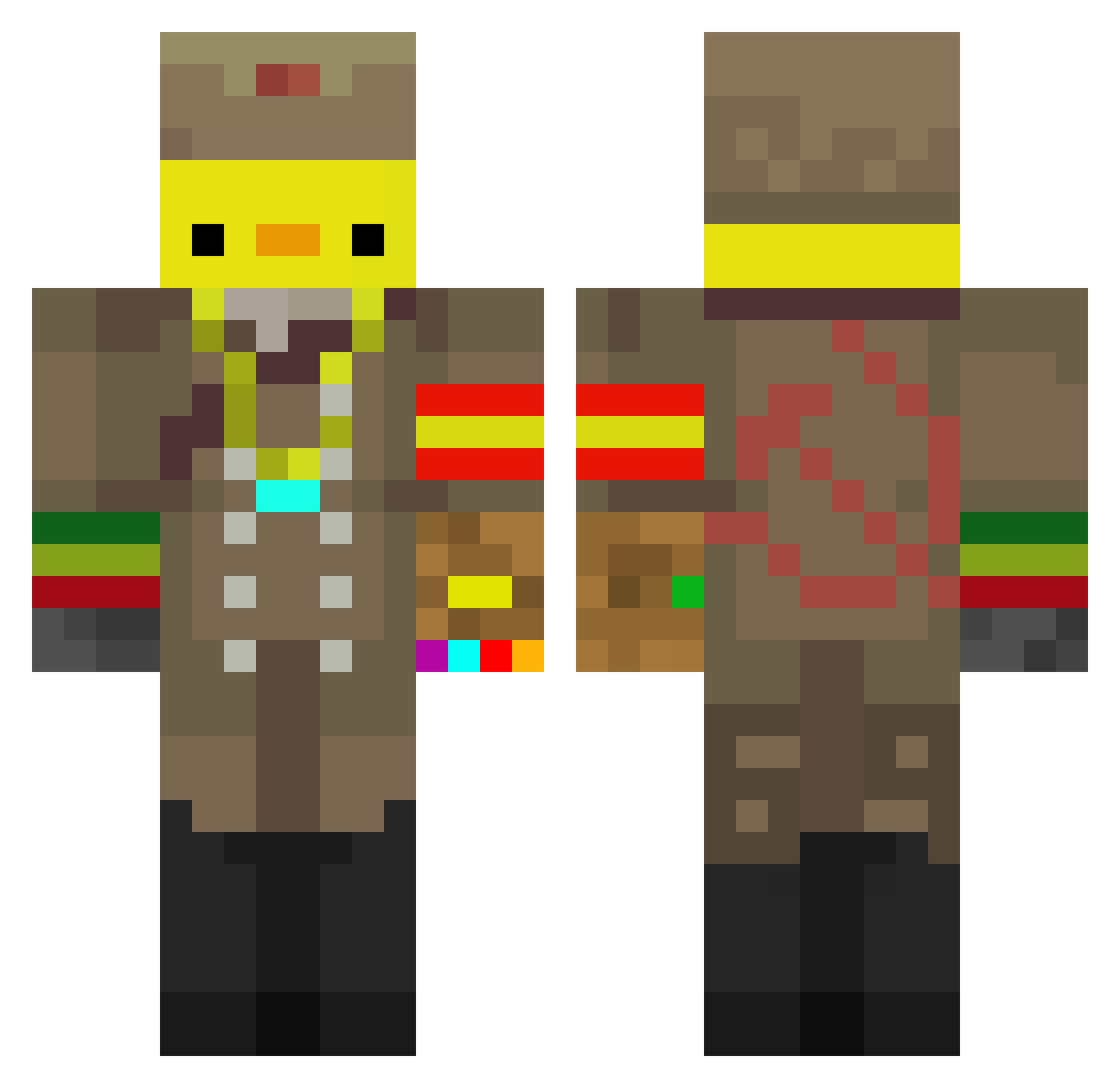 Vicmahe Minecraft skin, front and back view
