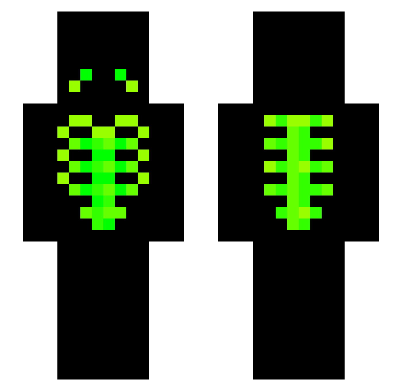 p3yt0n Minecraft skin, front and back view