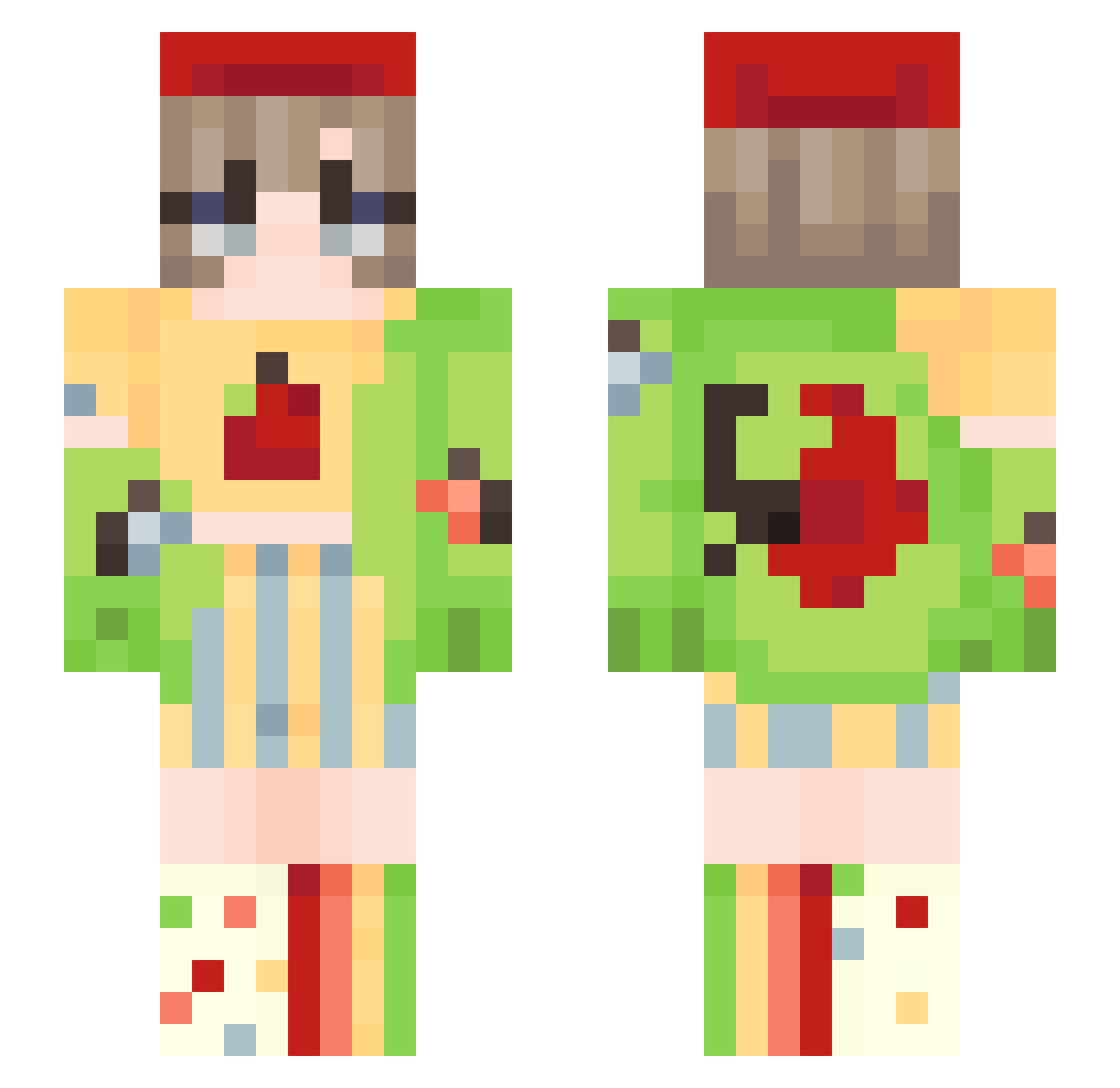 SushiLindona Minecraft skin, front and back view