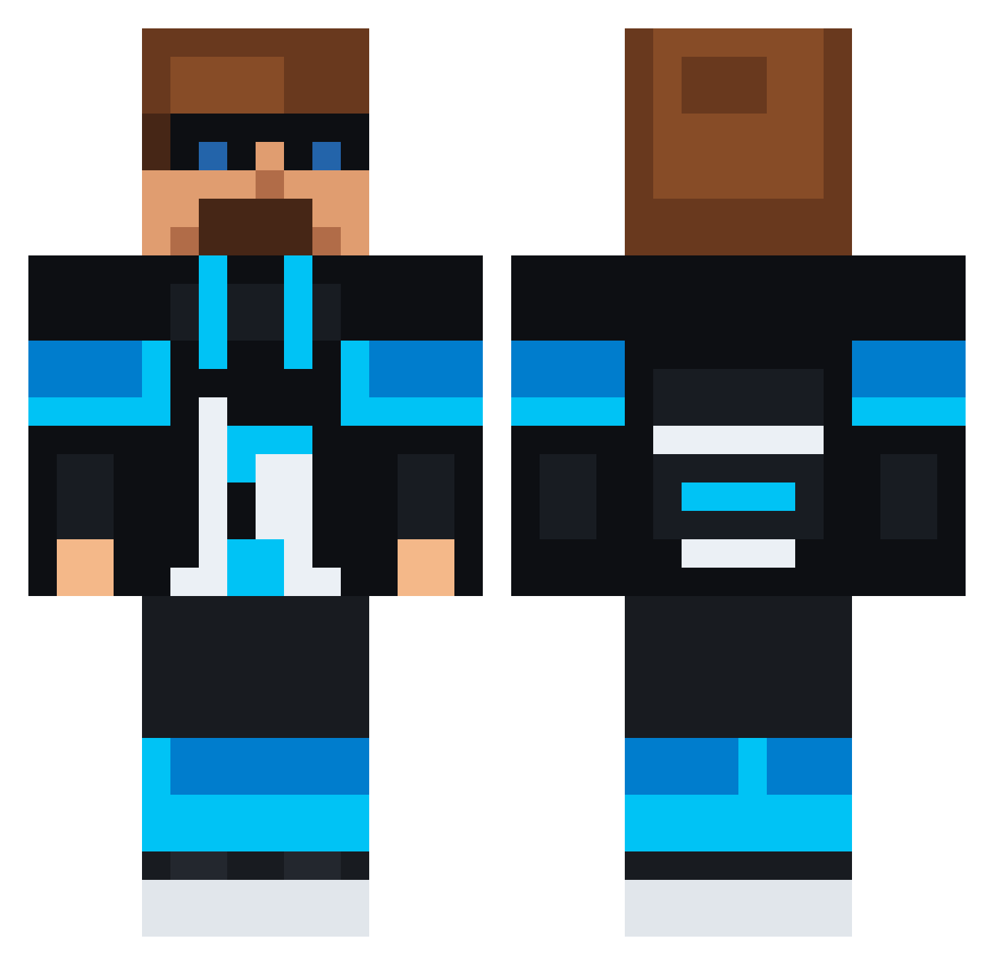 Nicplays Minecraft skin, front and back view