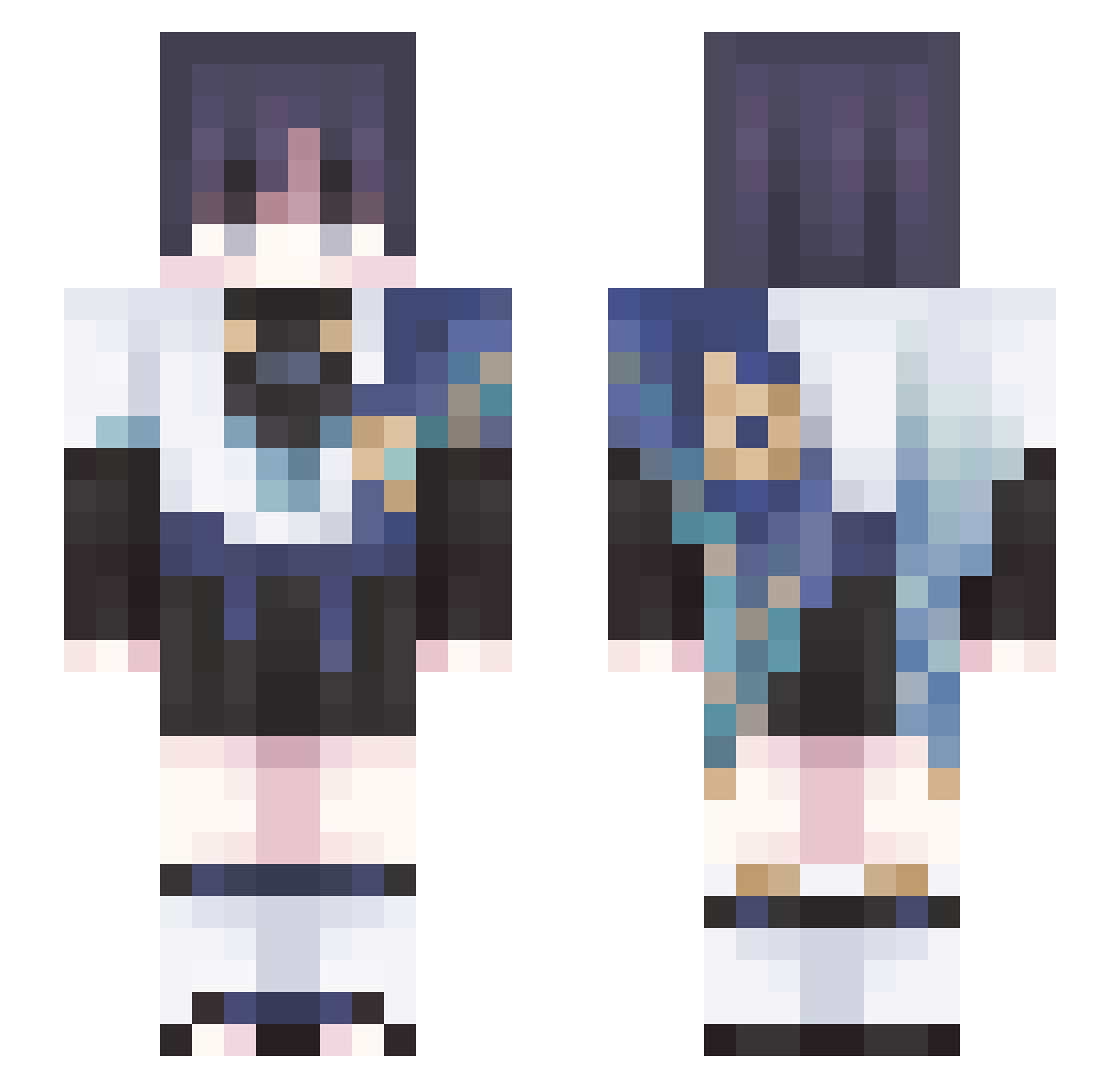 Olqrew Minecraft skin, front and back view