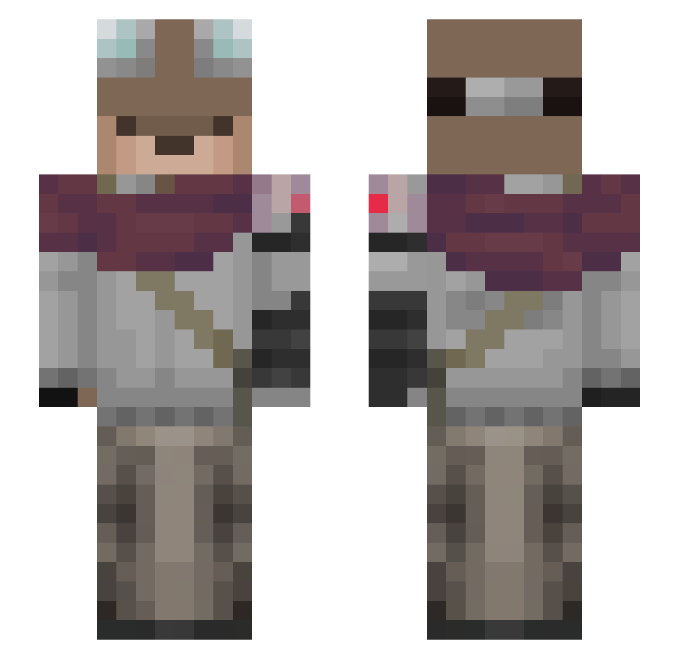 selvage_ Minecraft skin, front and back view