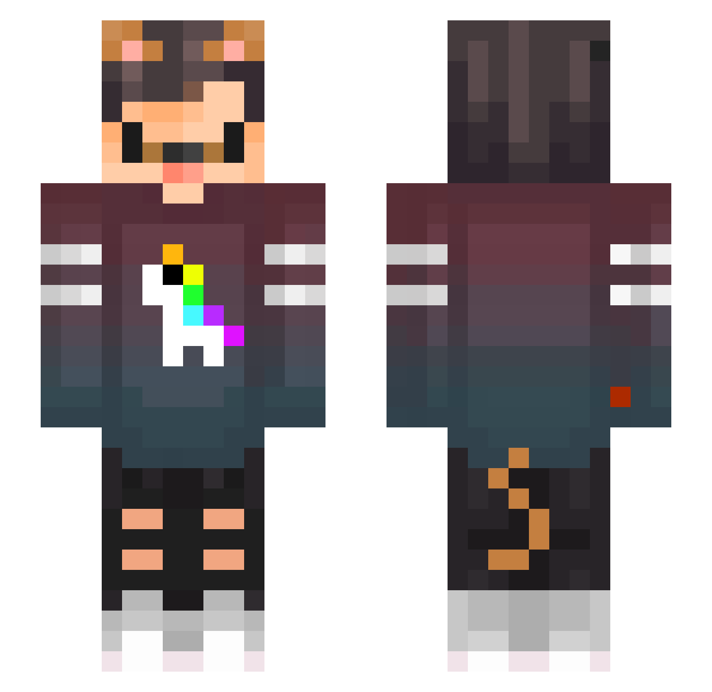 Zehntausendsassa Minecraft skin, front and back view