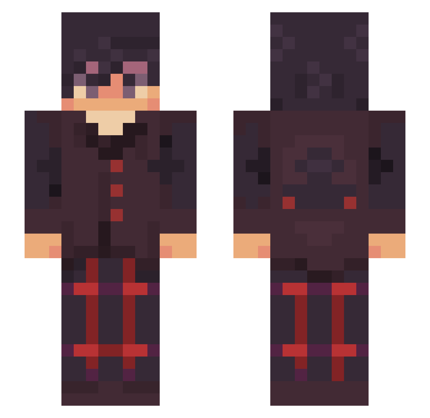 VoidEmber Minecraft skin, front and back view