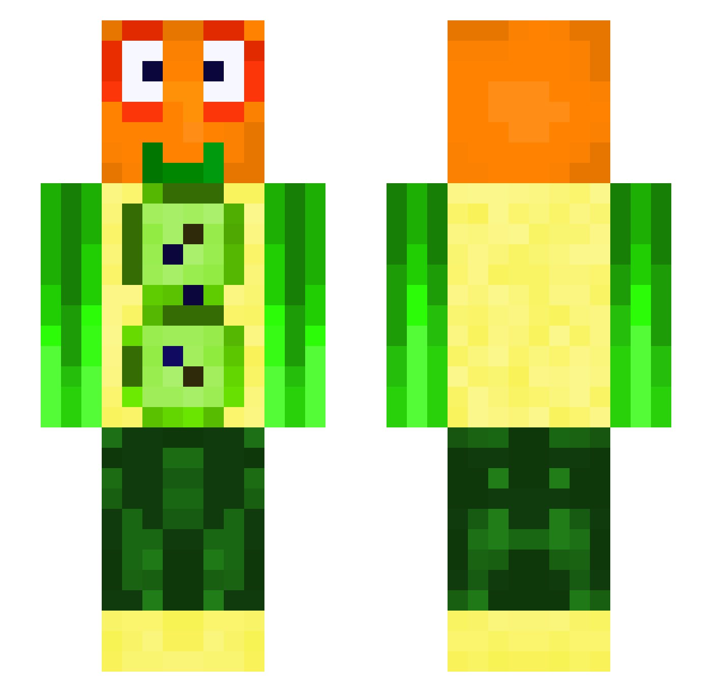 mudtinn Minecraft skin, front and back view