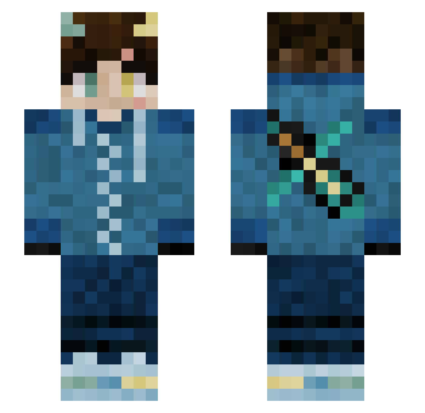DiamondSky123 Minecraft skin, front and back view
