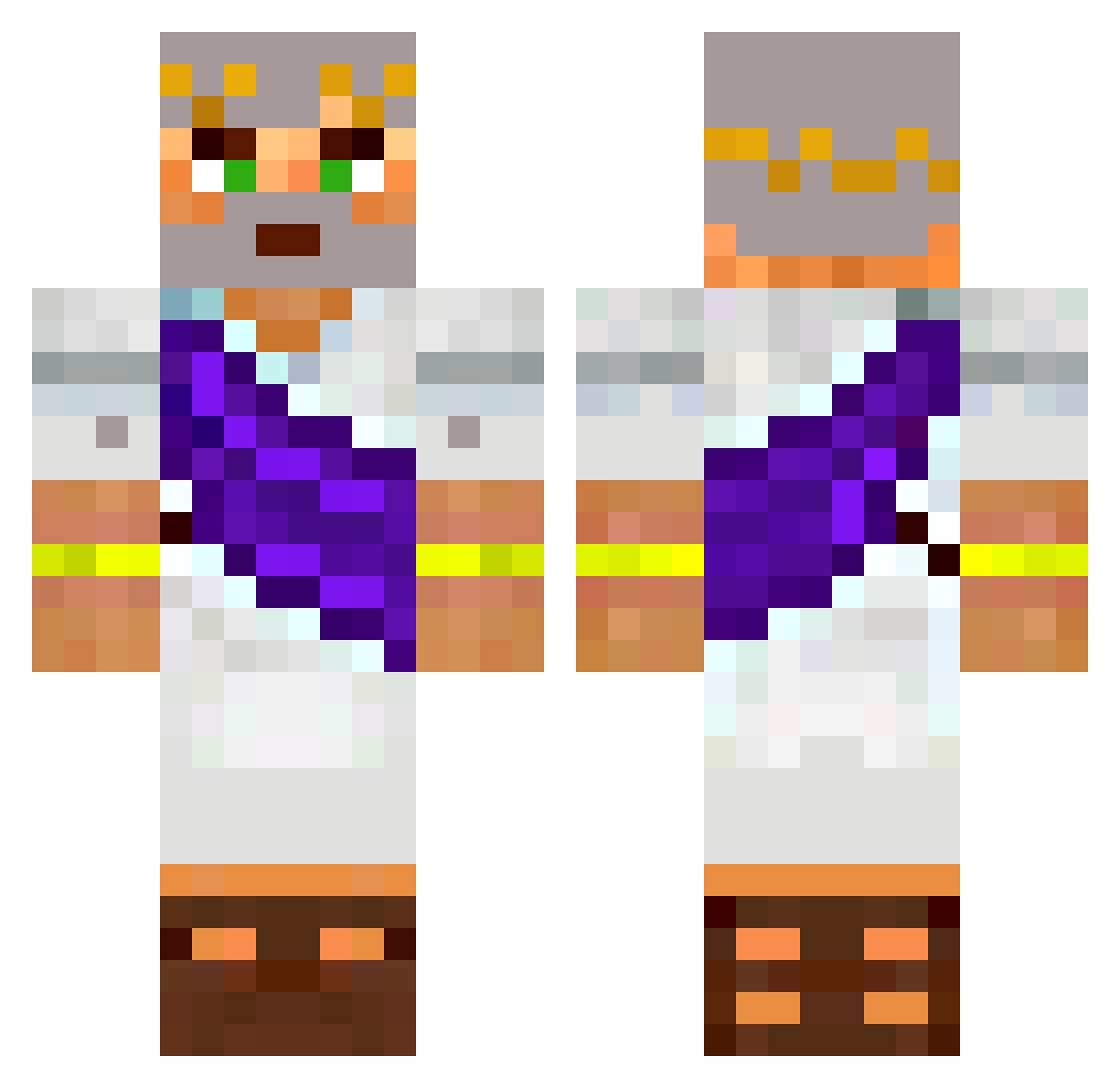 M7MDSQ100 Minecraft skin, front and back view