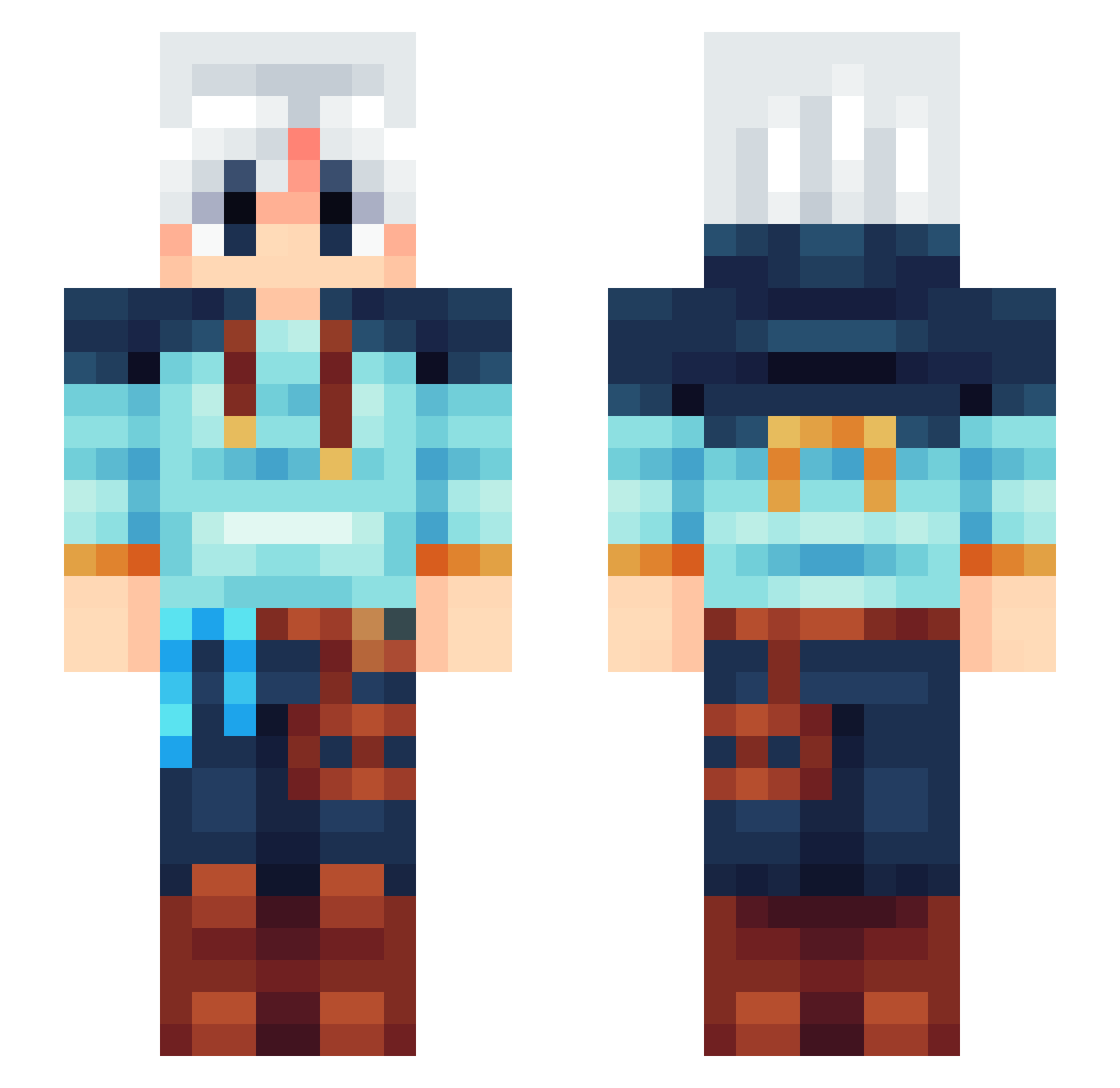 sawadamaster Minecraft skin, front and back view