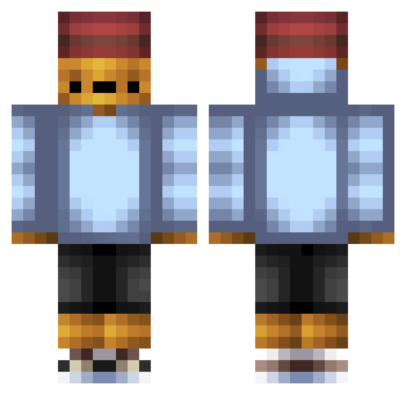 imtired Minecraft skin, front and back view