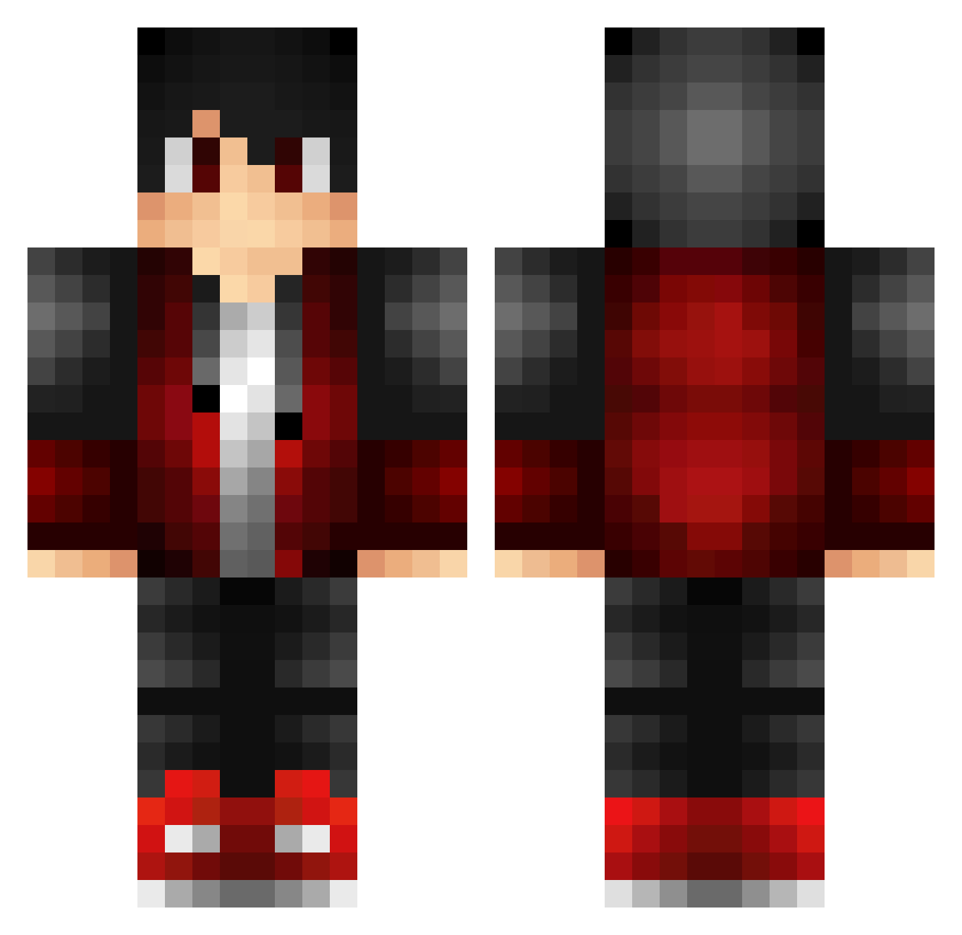Unenjoyable Minecraft skin, front and back view