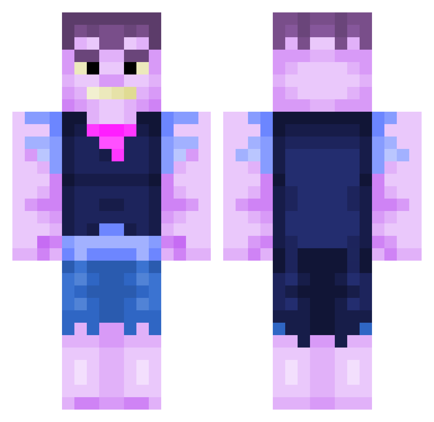 Luetility Minecraft skin, front and back view