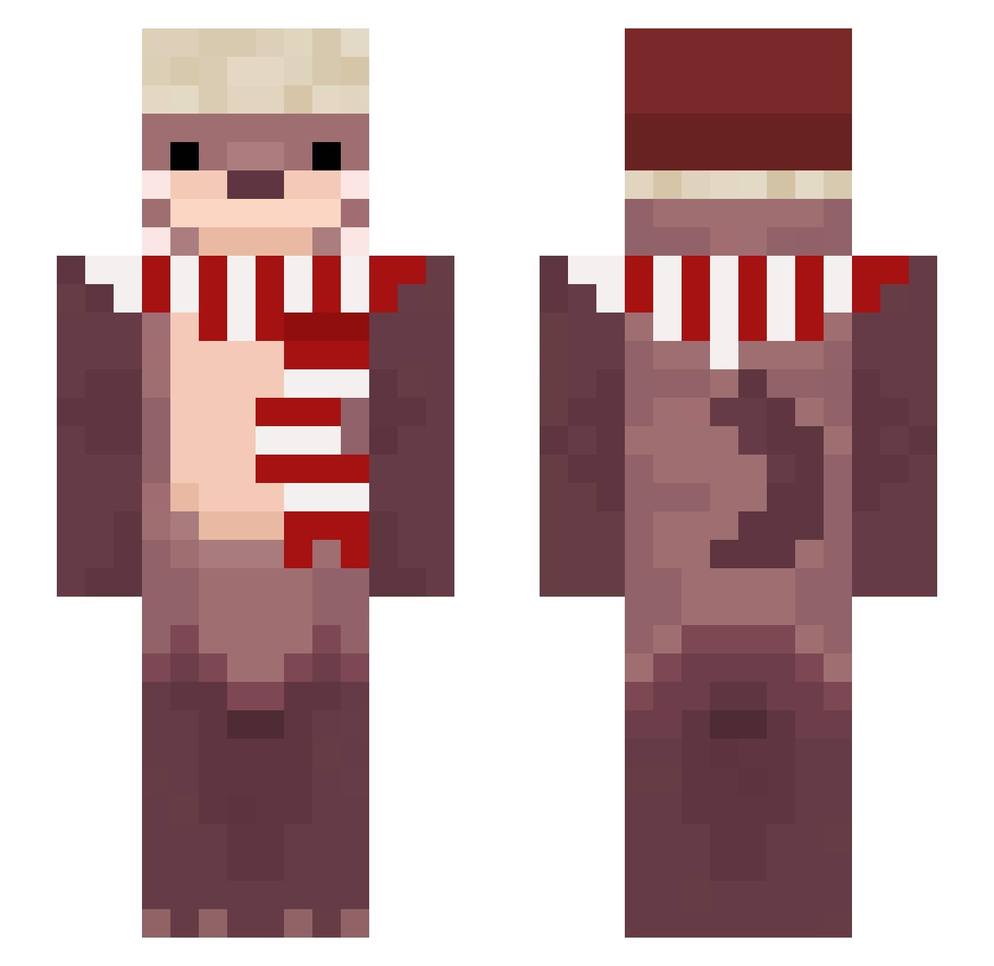 coldnox Minecraft skin, front and back view