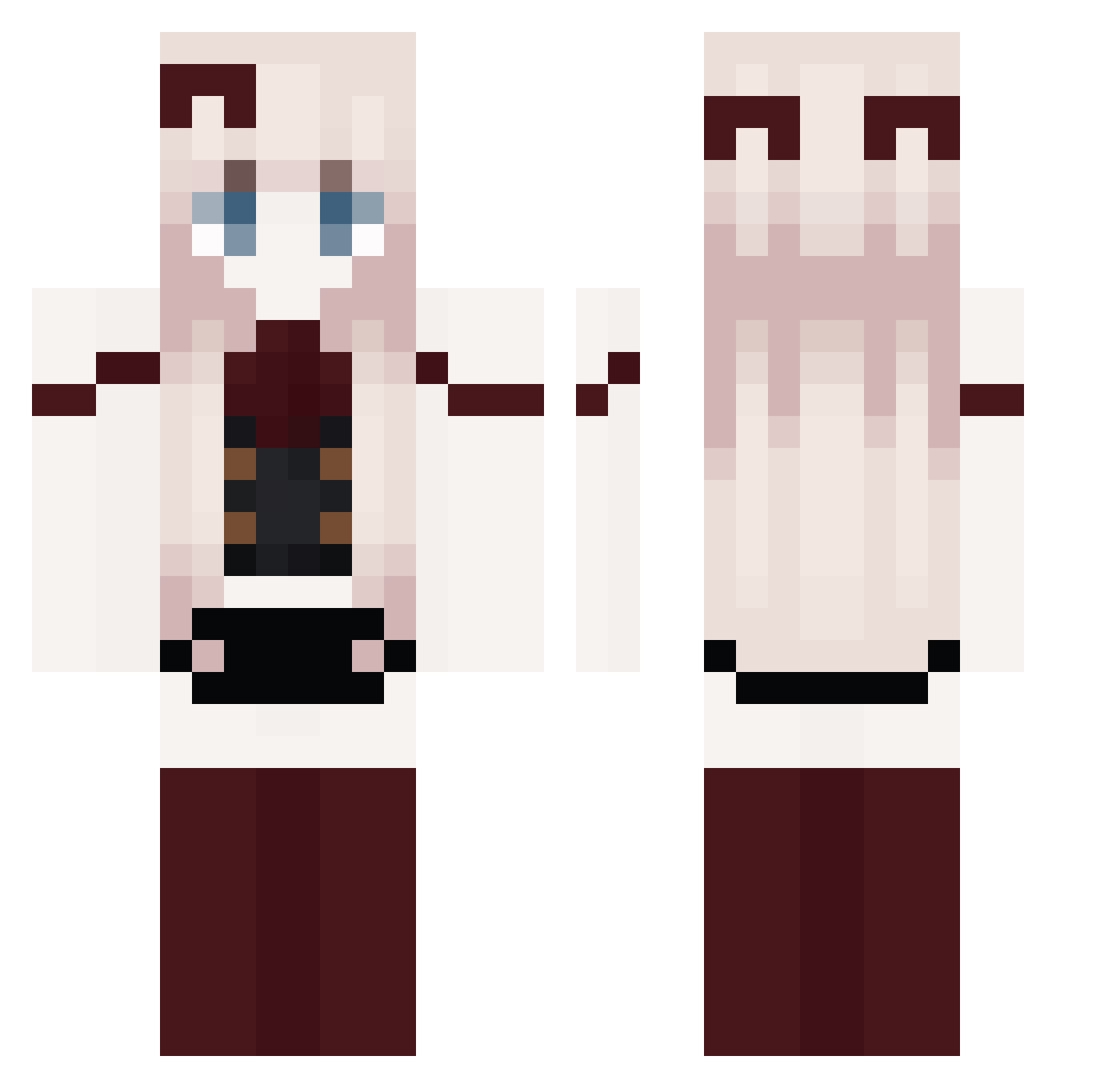 Pinkii_AltFarm5 Minecraft skin, front and back view