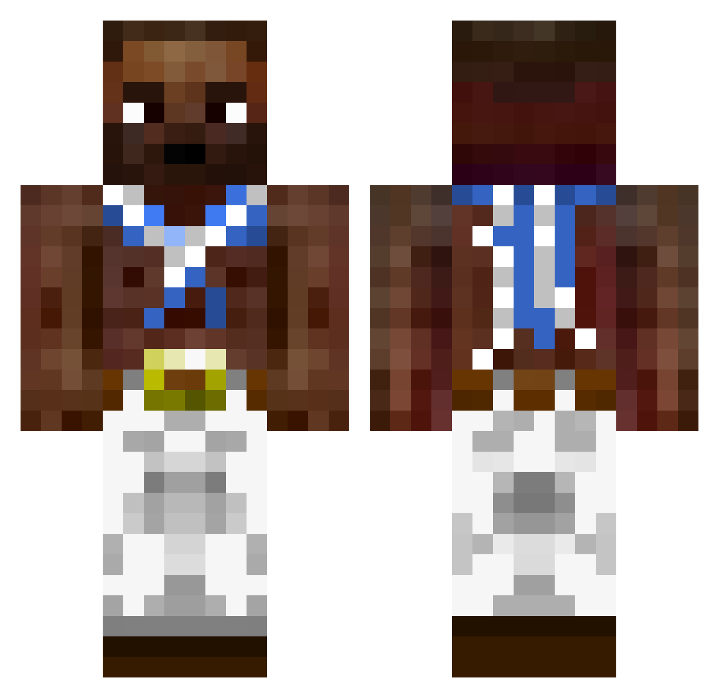 Aggressiveness Minecraft skin, front and back view