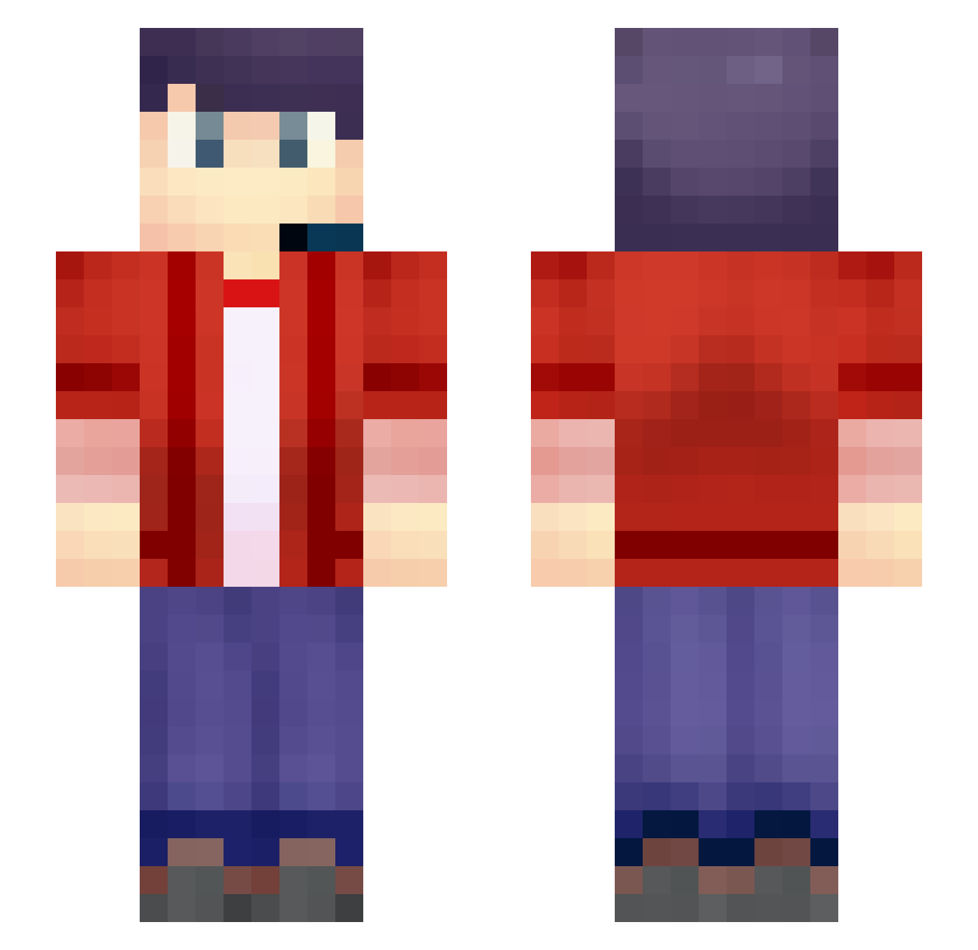 Buts Minecraft skin, front and back view