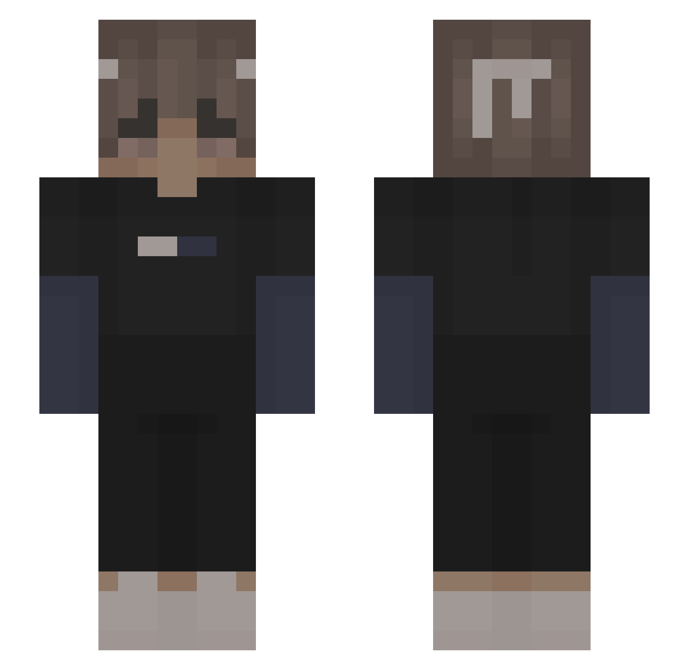 Aohu Minecraft skin, front and back view