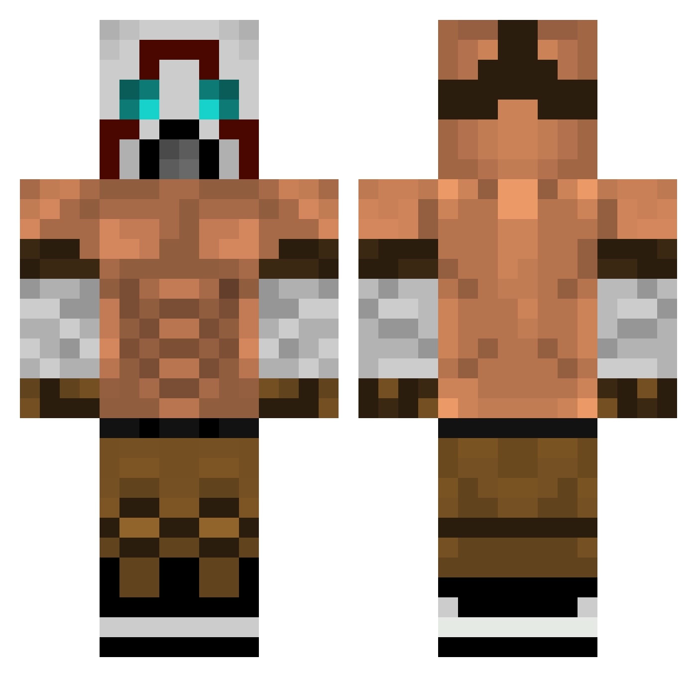 Carbonised Minecraft skin, front and back view