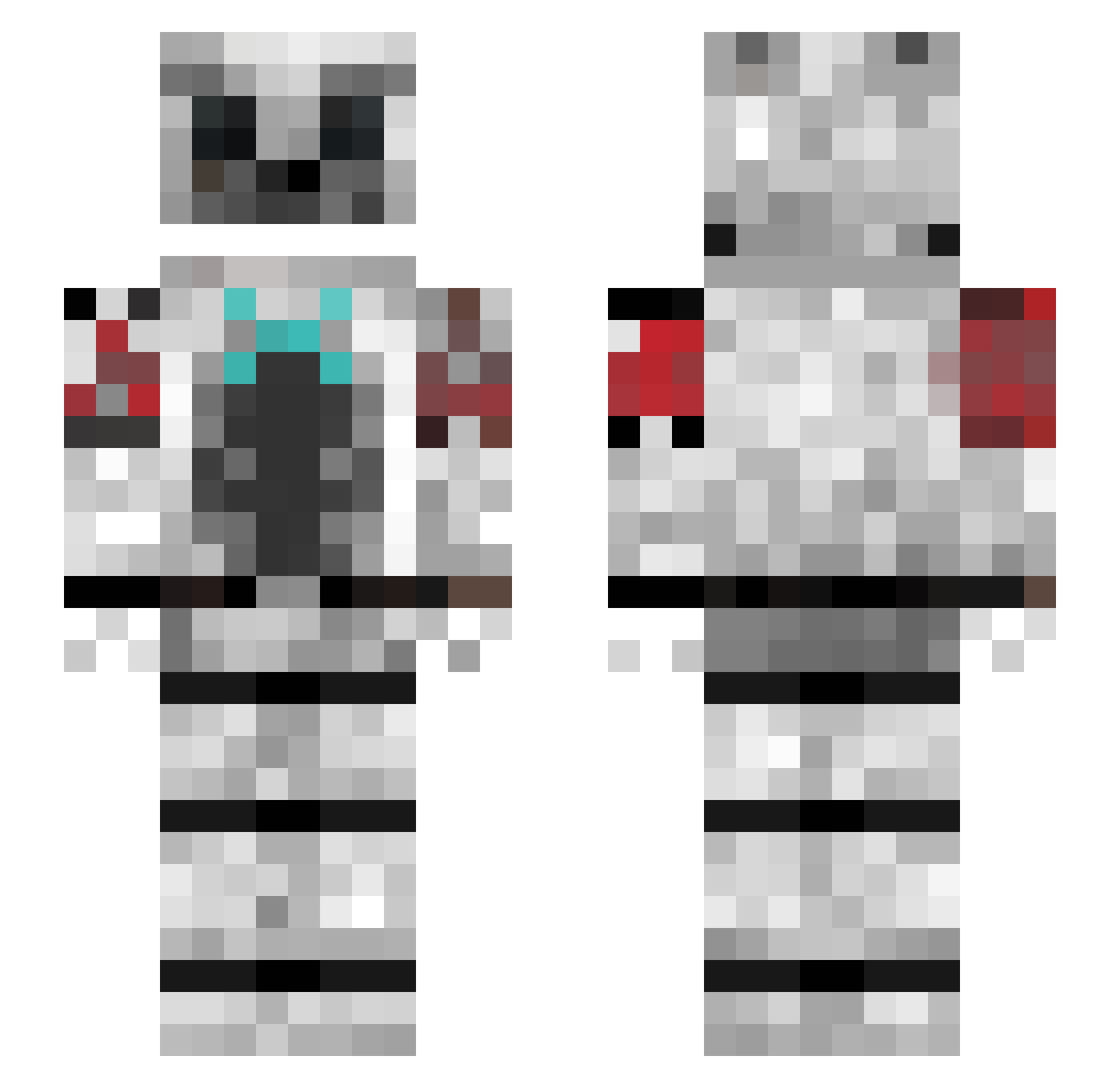 MrNobodySFM Minecraft skin, front and back view