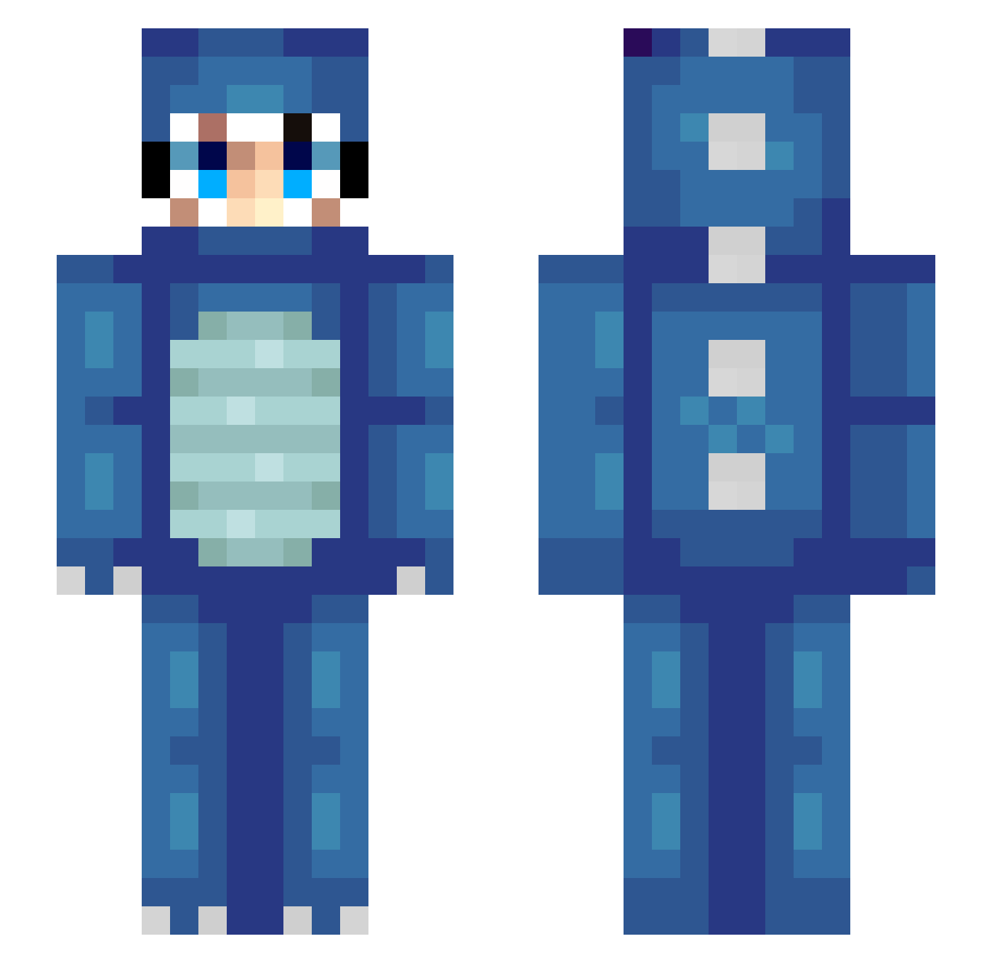 SystemSavior Minecraft skin, front and back view