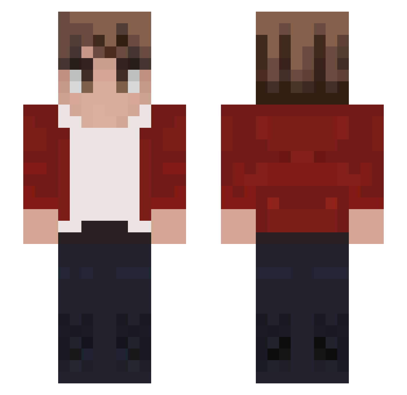 Vatt6re Minecraft skin, front and back view