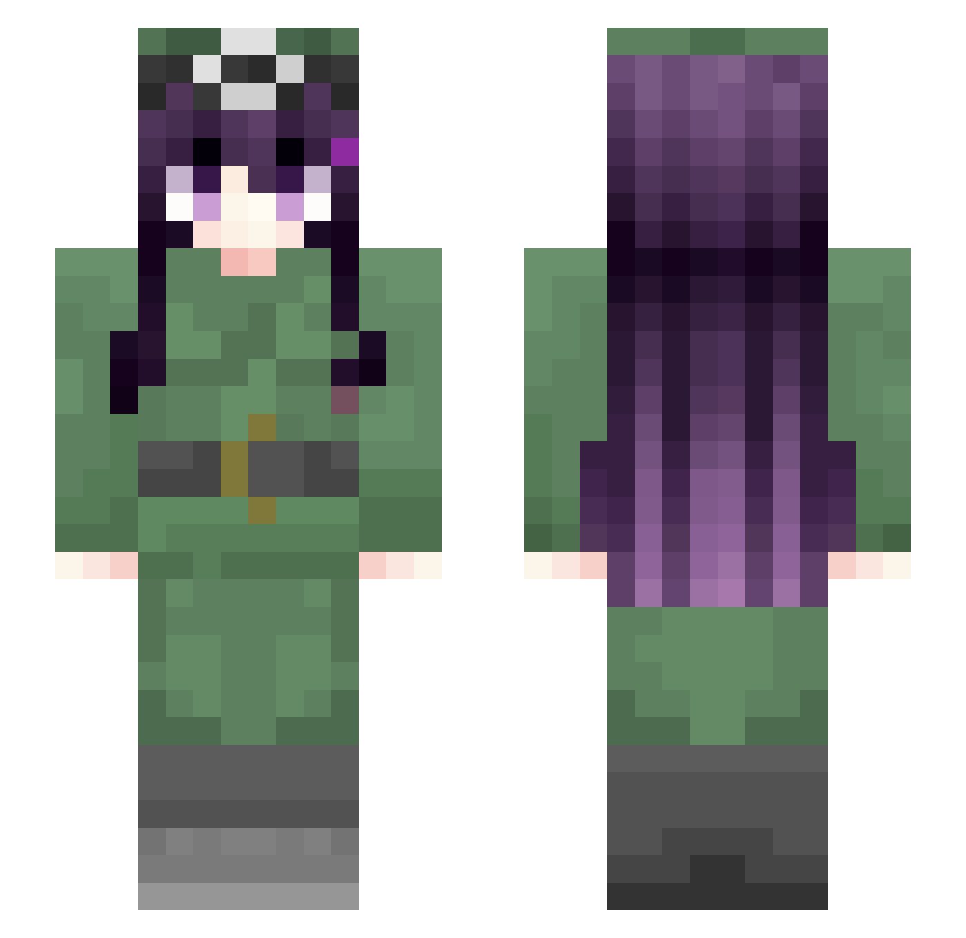 Mozz7a Minecraft skin, front and back view