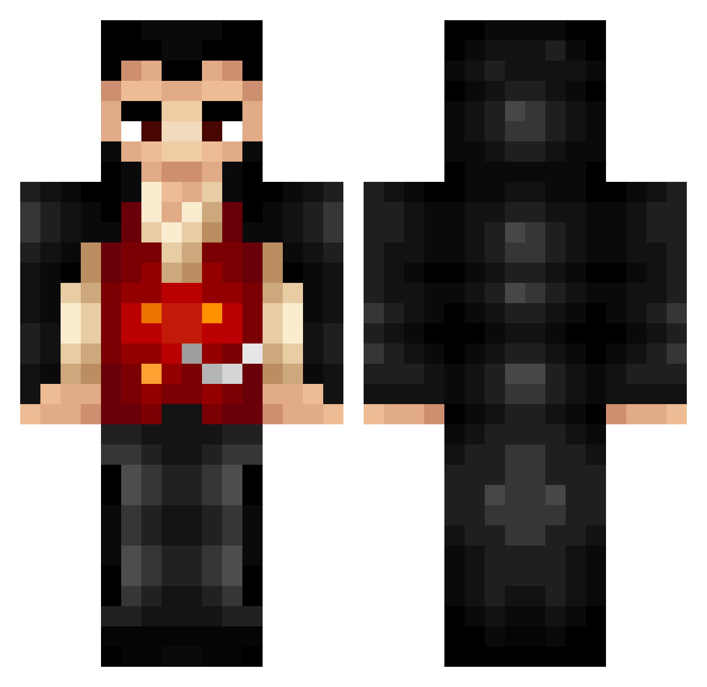 saltymillion Minecraft skin, front and back view