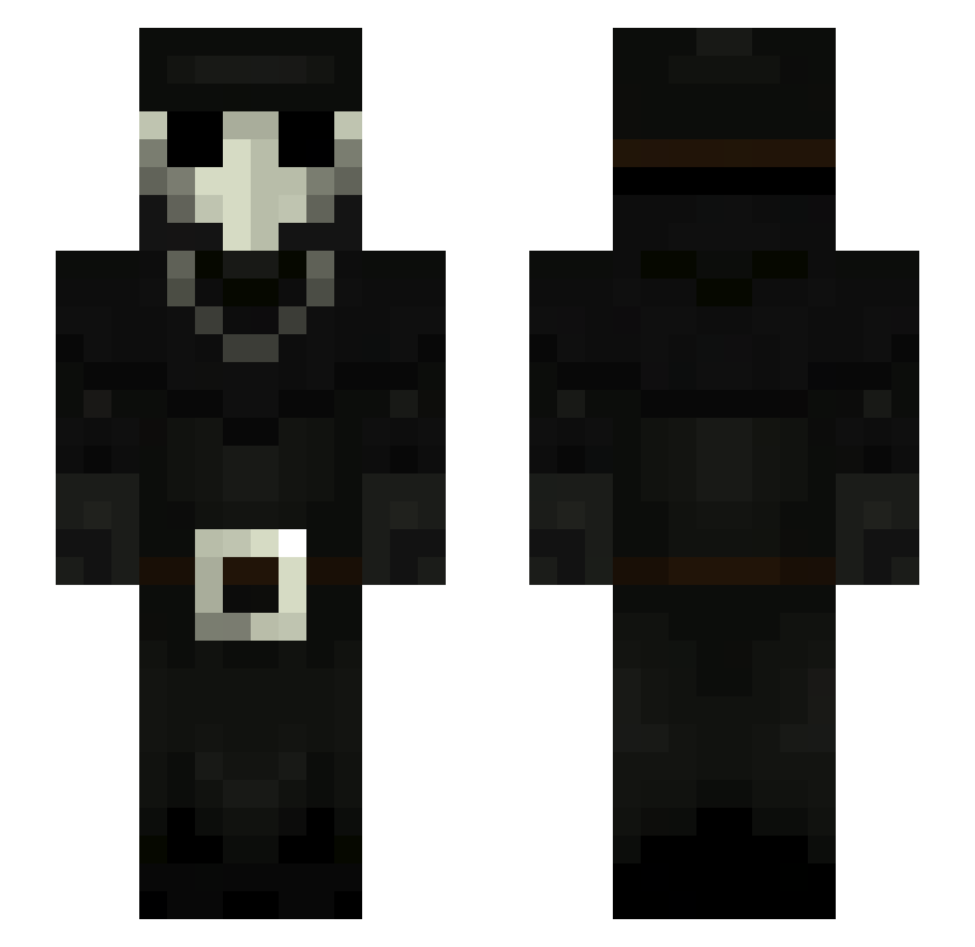 PlagueXD Minecraft skin, front and back view