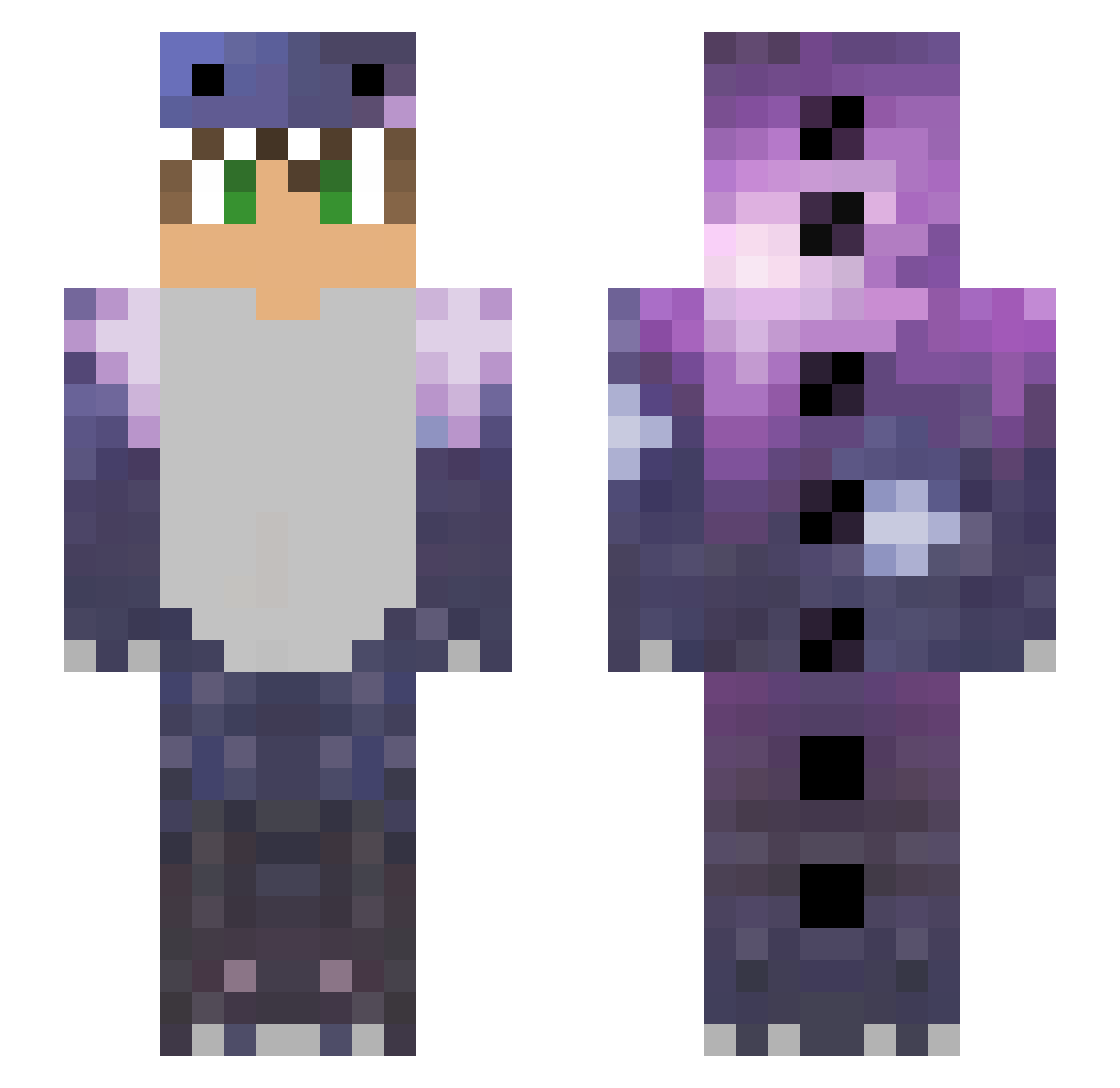 Plummer Minecraft skin, front and back view