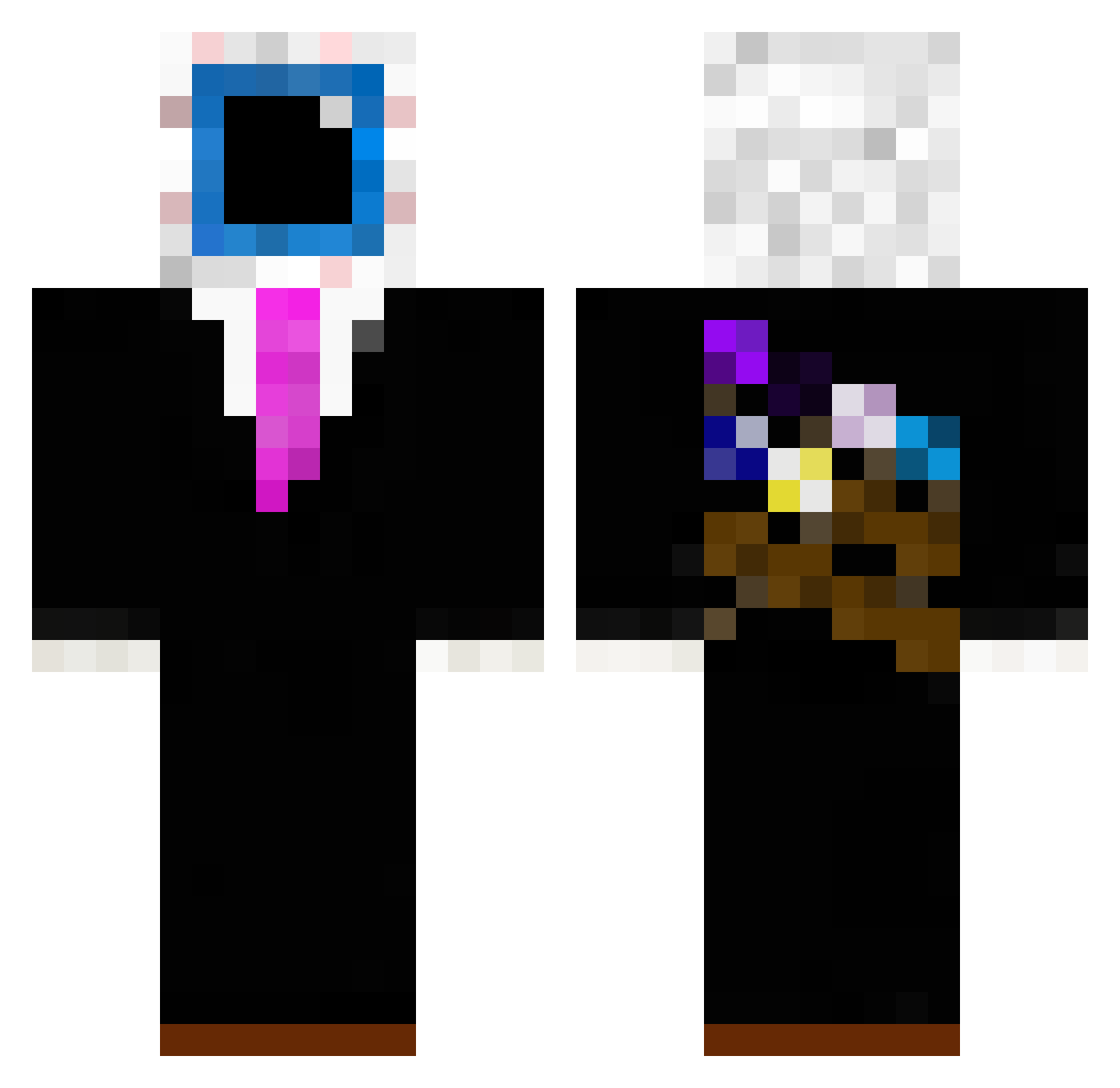 Caimantheguy Minecraft skin, front and back view