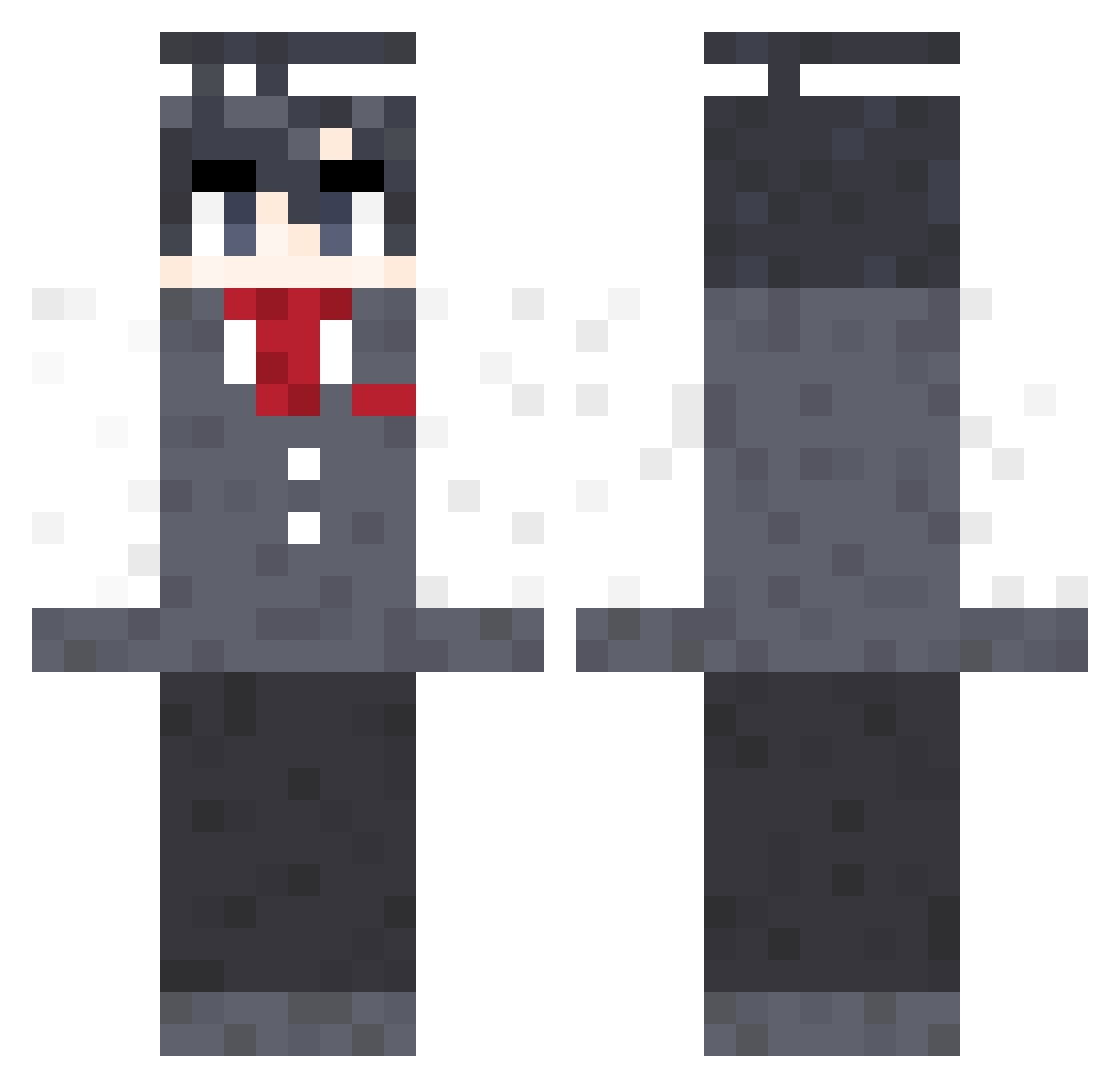 ExSkibidy Minecraft skin, front and back view