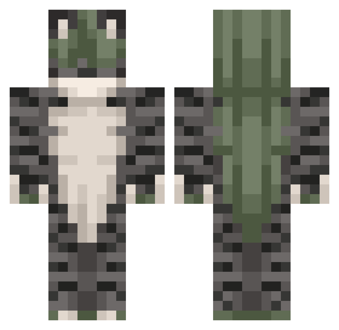 Volphox Minecraft skin, front and back view