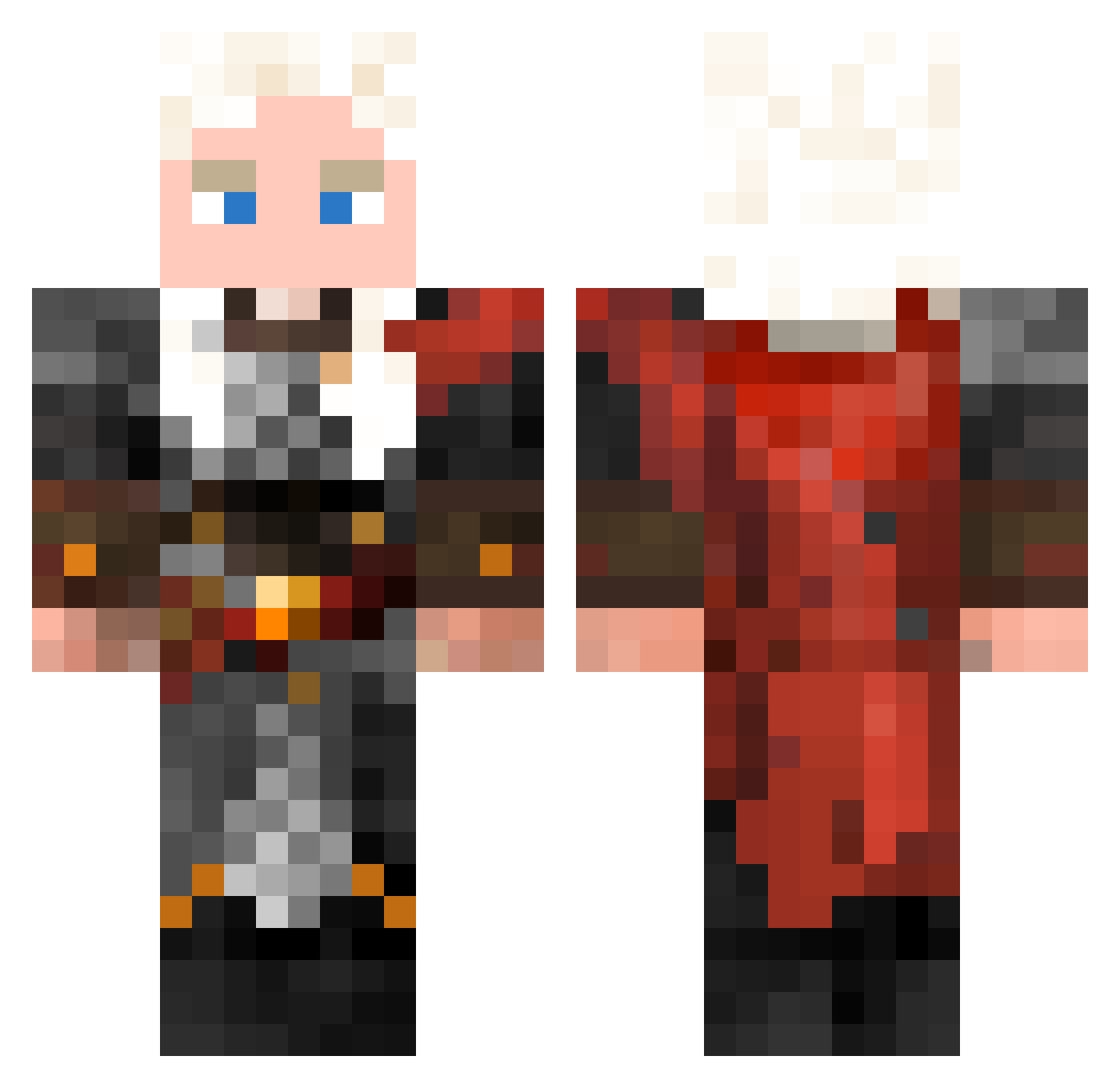 BigPorro Minecraft skin, front and back view