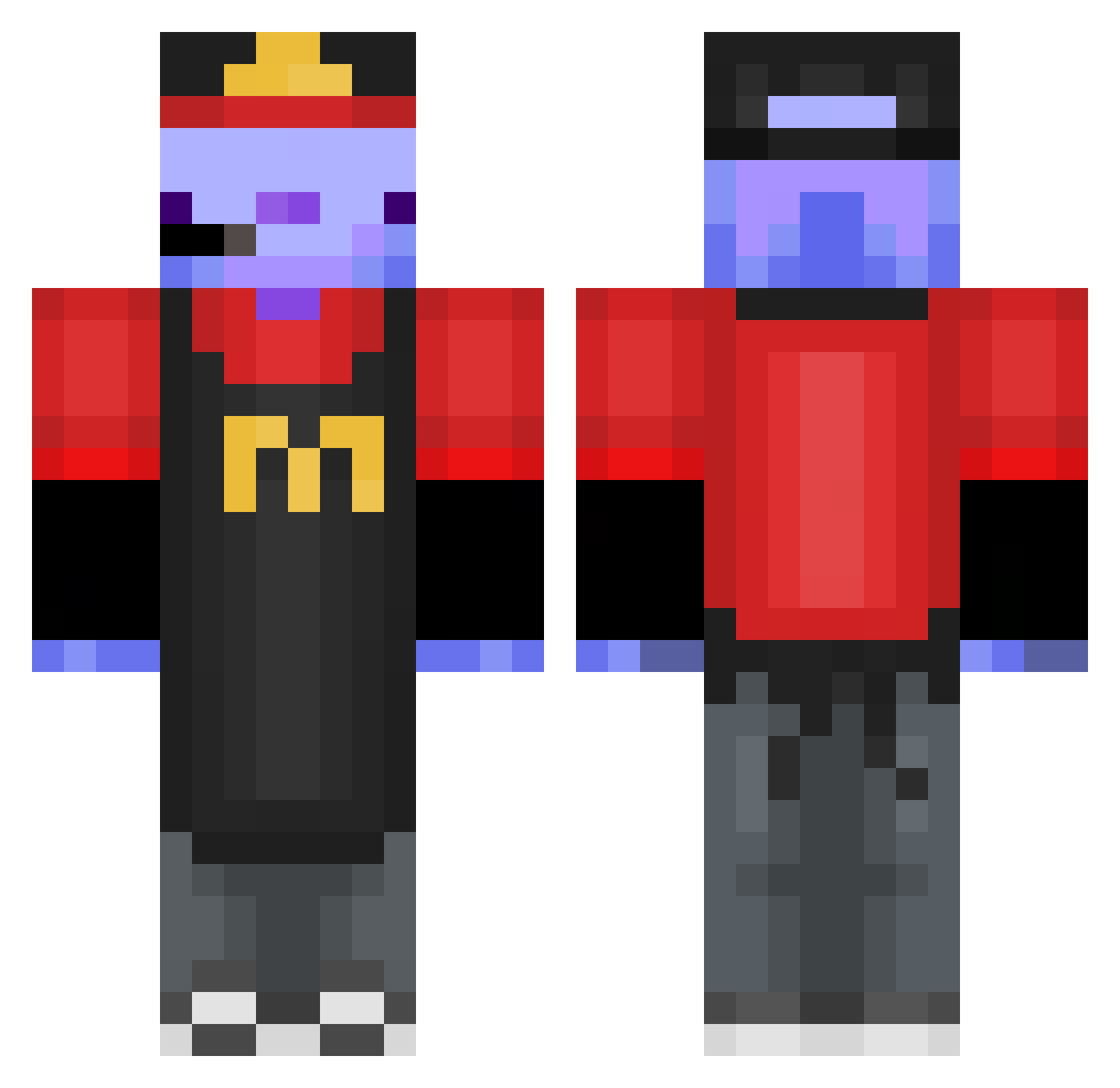 Branlouixx Minecraft skin, front and back view