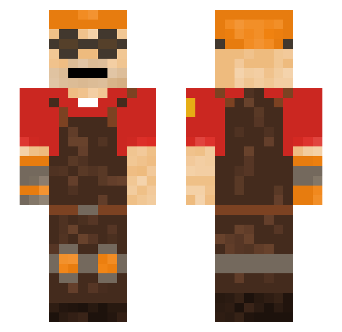 iNIKS Minecraft skin, front and back view