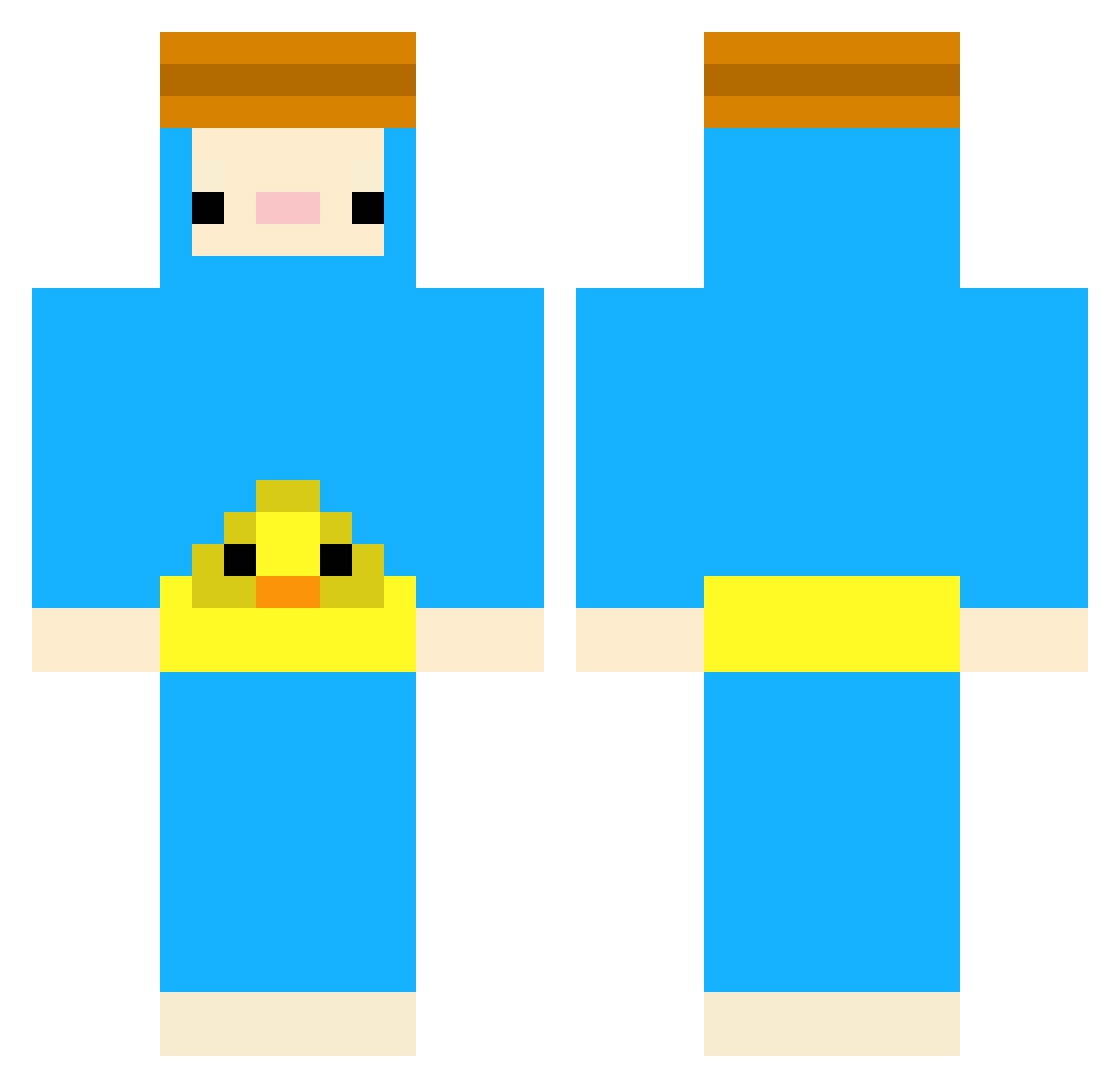 vel0q Minecraft skin, front and back view