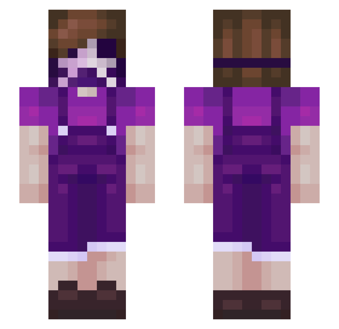 Backpedaled Minecraft skin, front and back view
