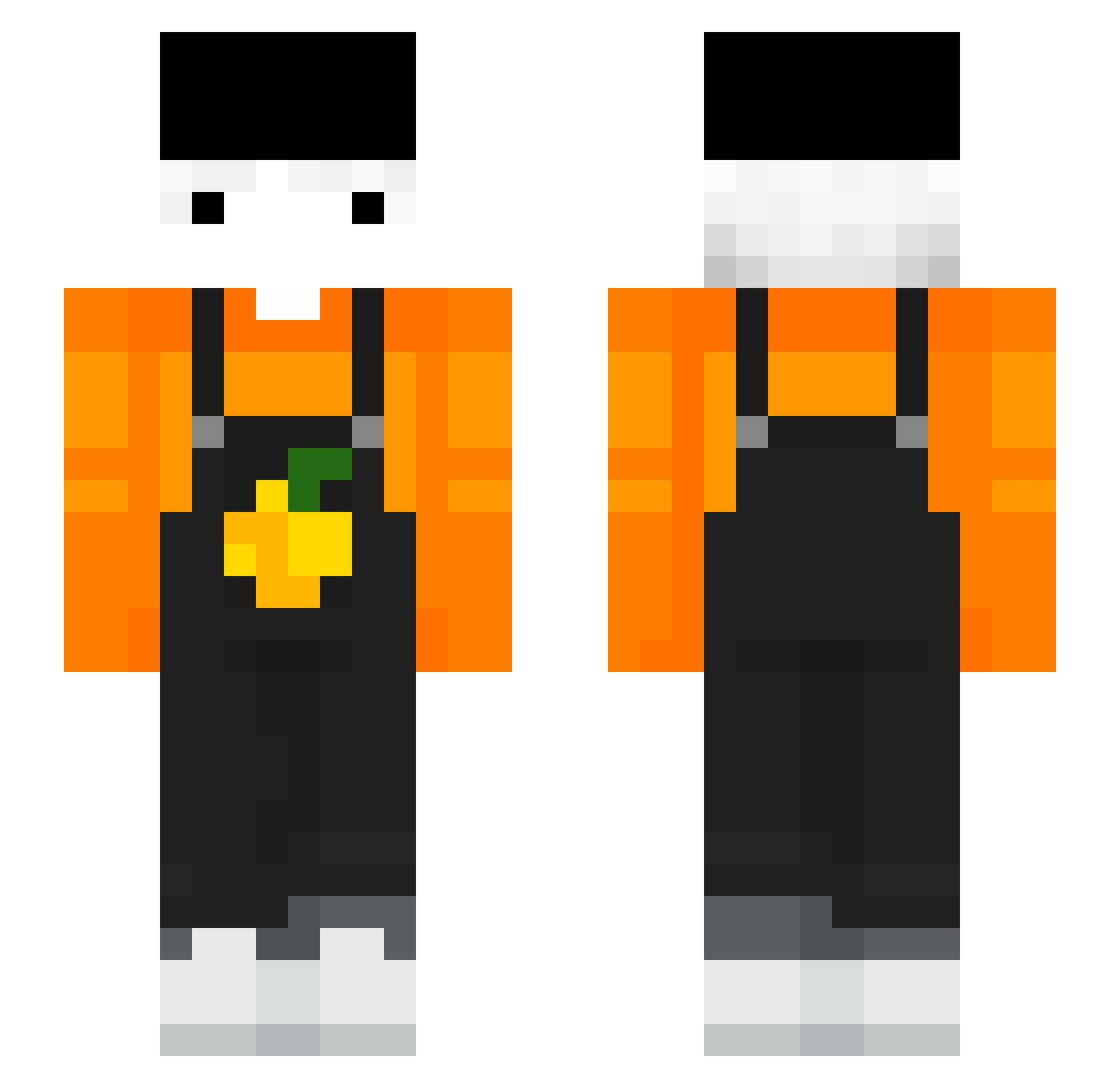 MagmaMike Minecraft skin, front and back view