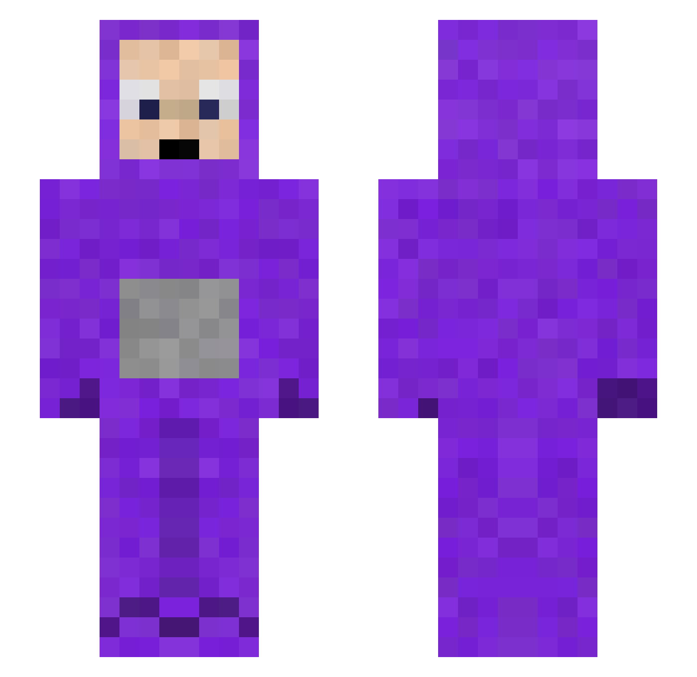 YnAreg Minecraft skin, front and back view