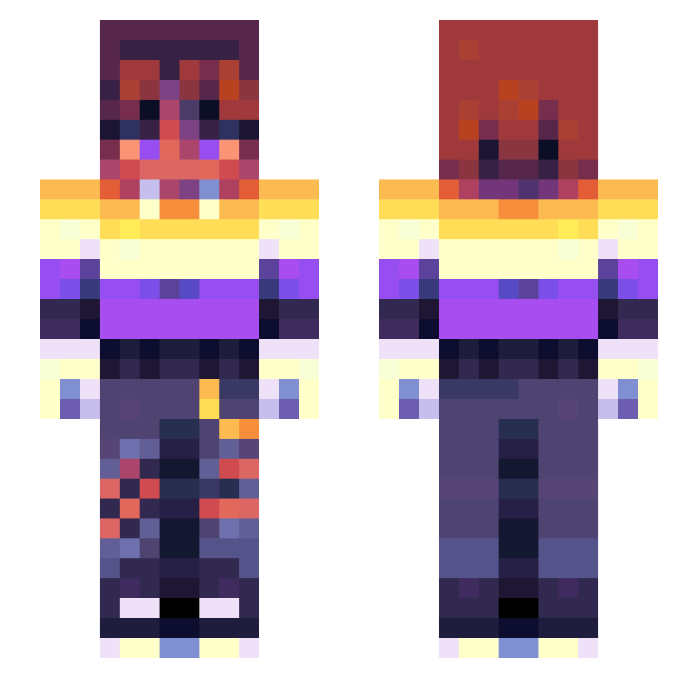 GameFire123 Minecraft skin, front and back view