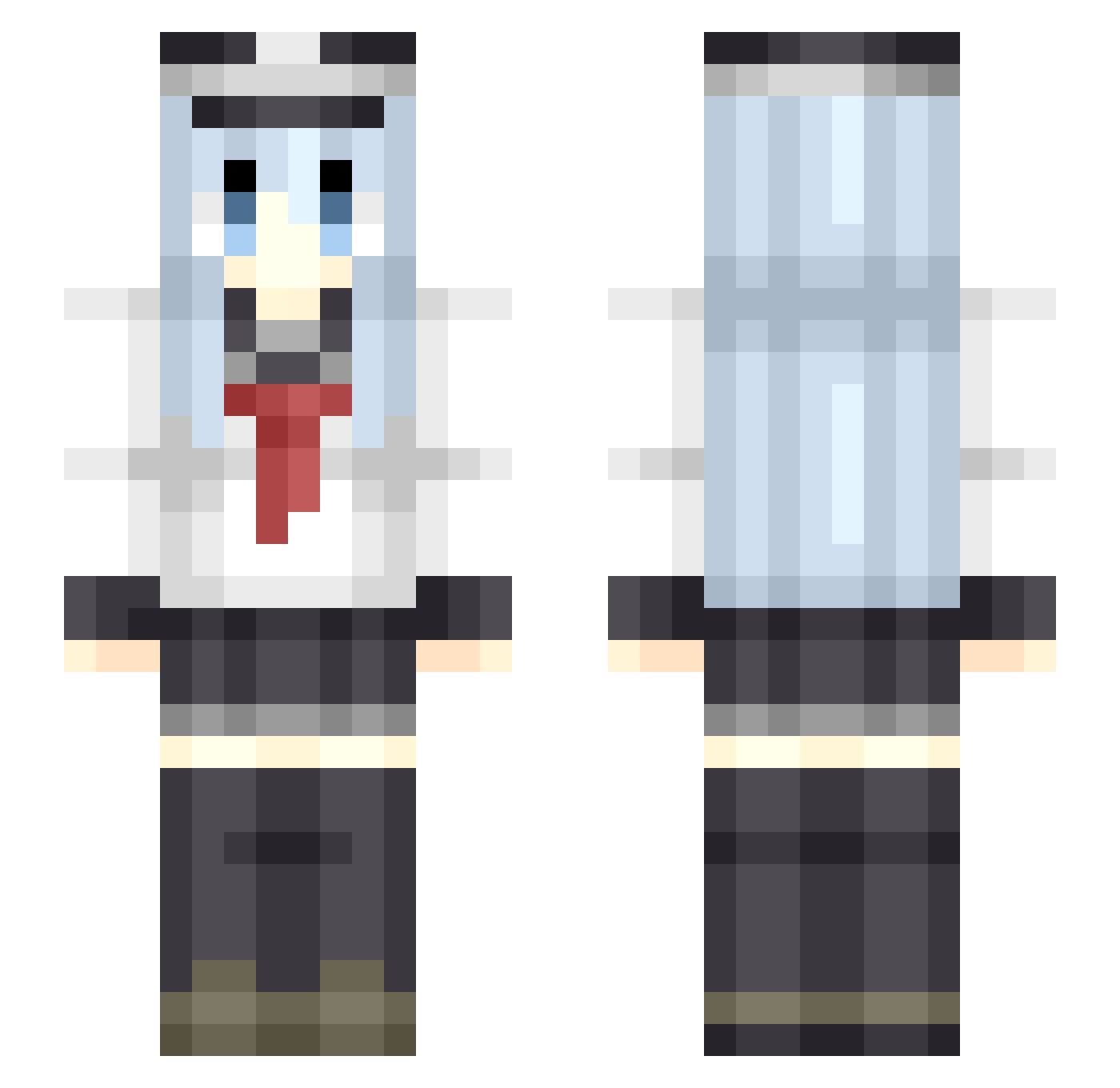 Uncer Minecraft skin, front and back view