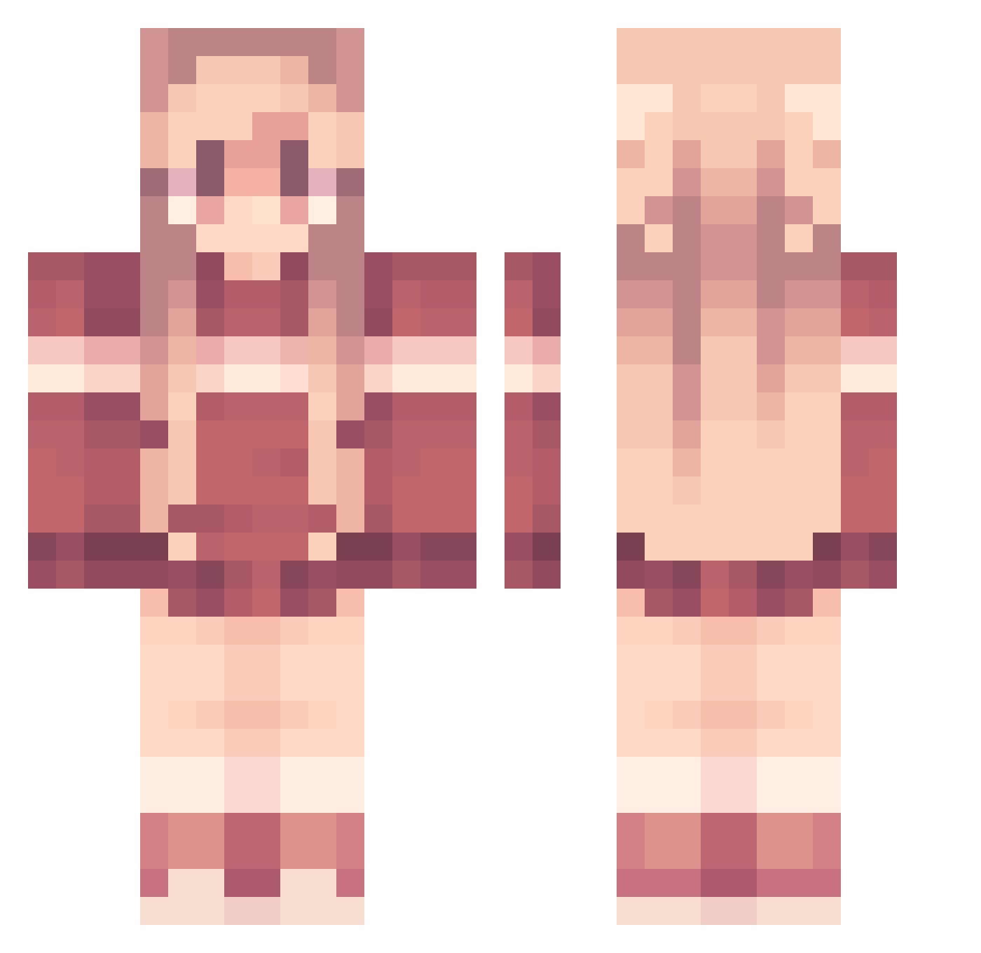 Miixii Minecraft skin, front and back view