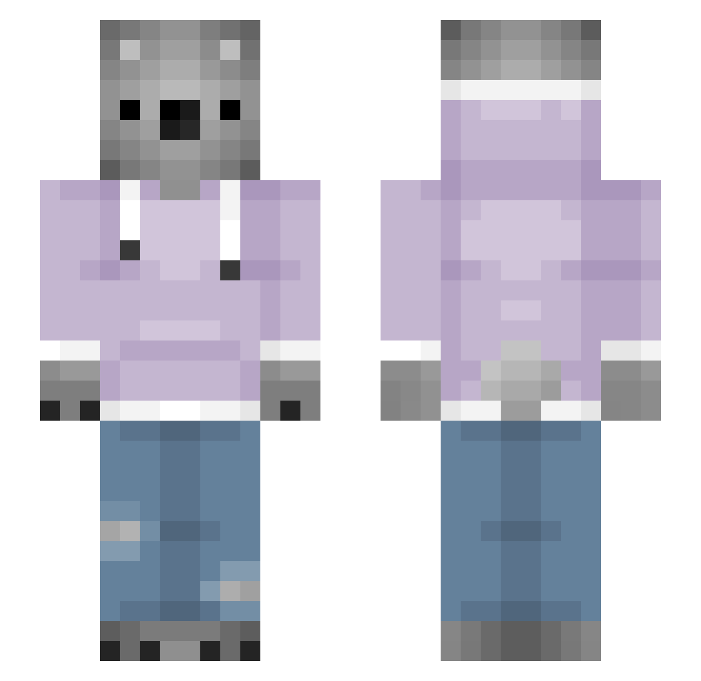 HeKTAA Minecraft skin, front and back view