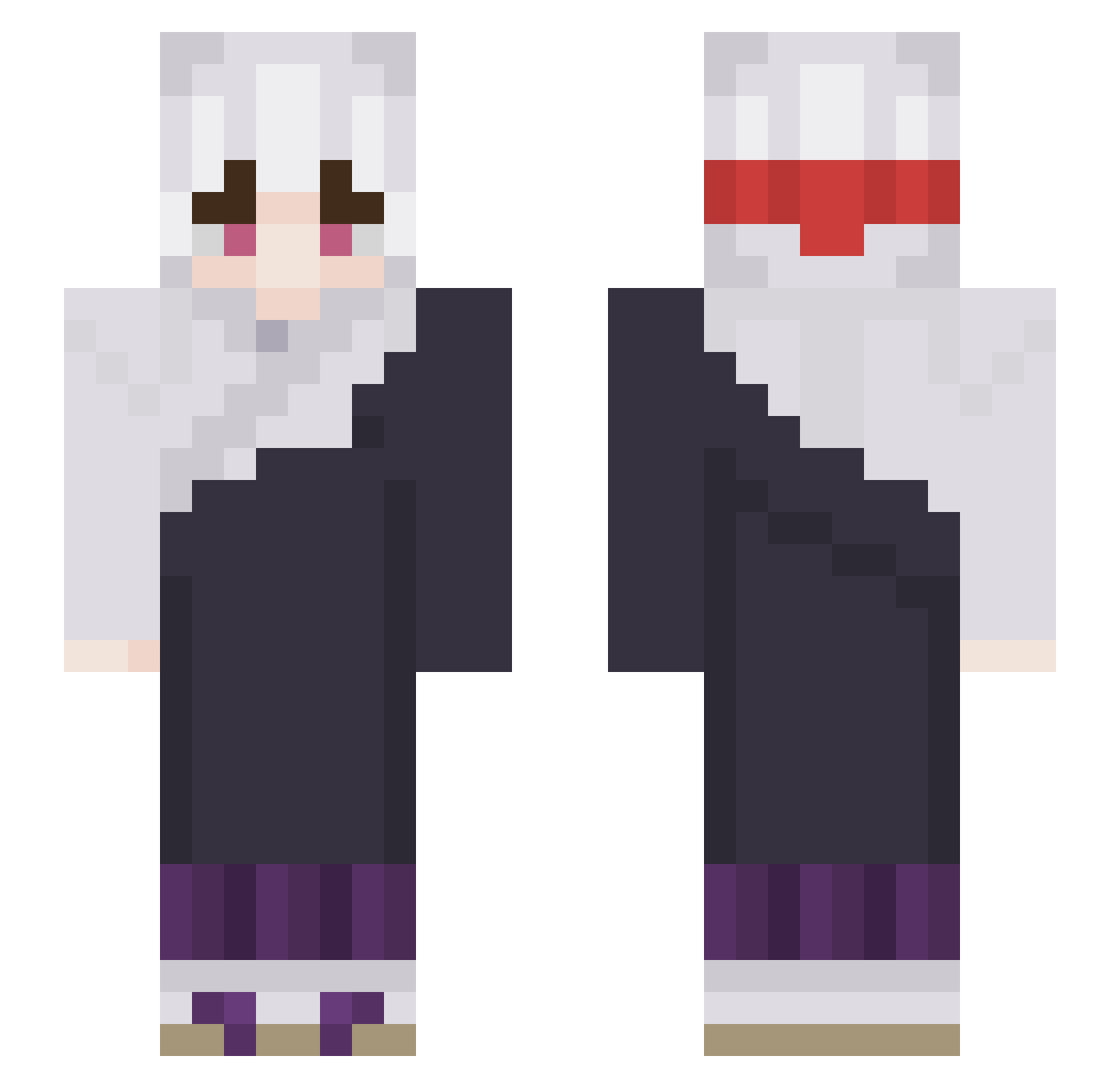 TwoCreature Minecraft skin, front and back view