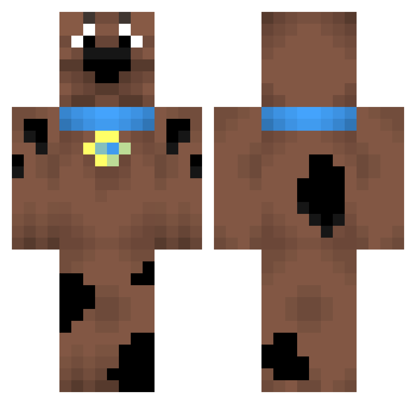 Carlins Minecraft skin, front and back view