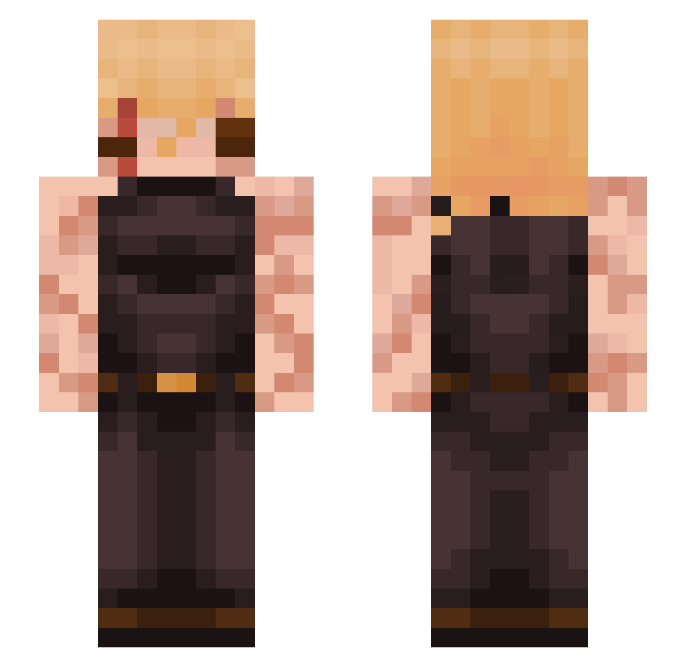 SpiritRuBee Minecraft skin, front and back view