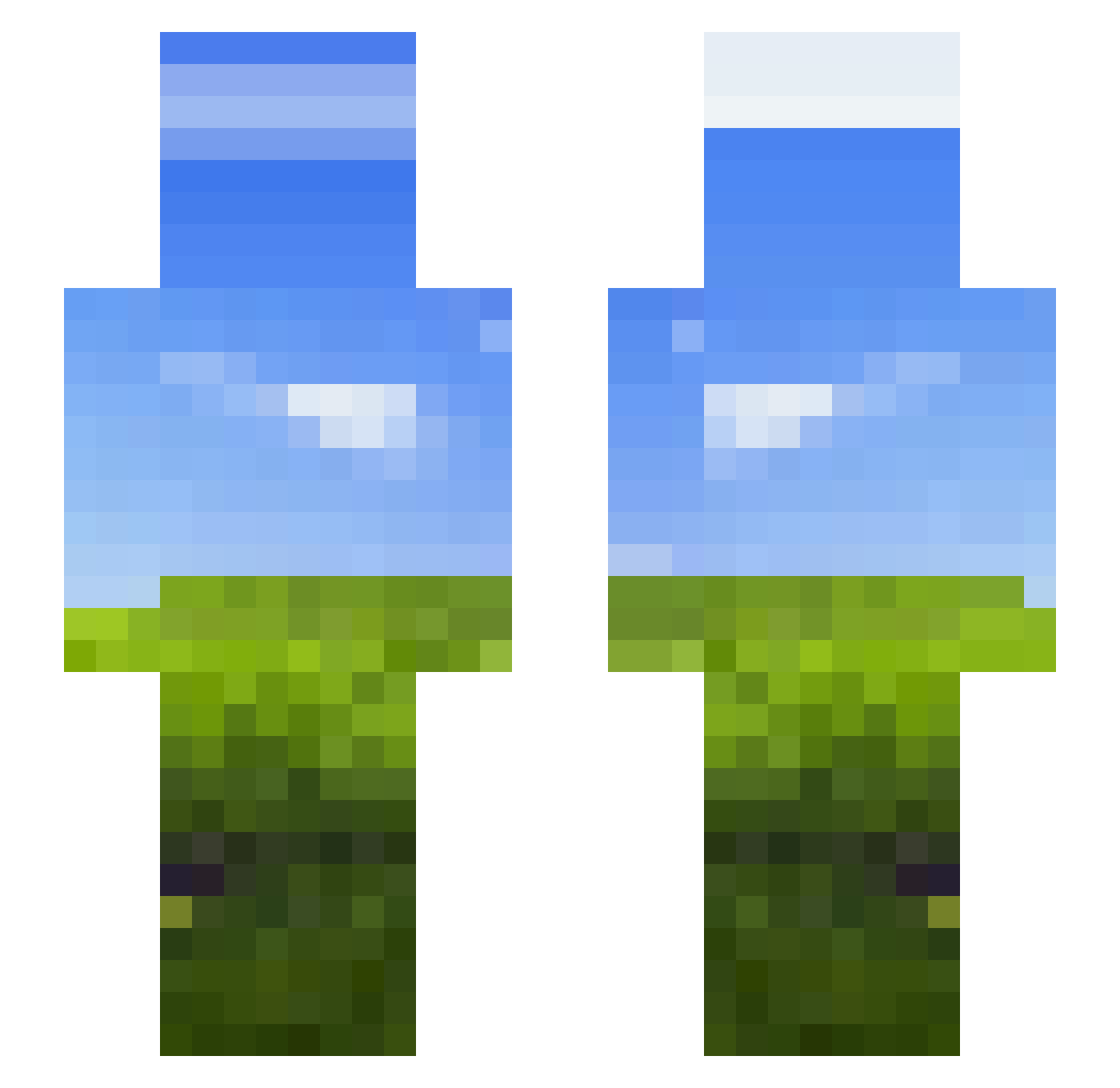 PoppedByNygus Minecraft skin, front and back view