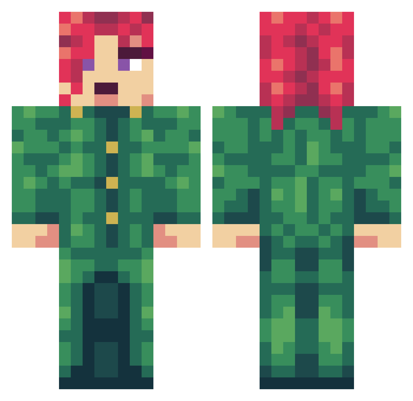 supchicas Minecraft skin, front and back view